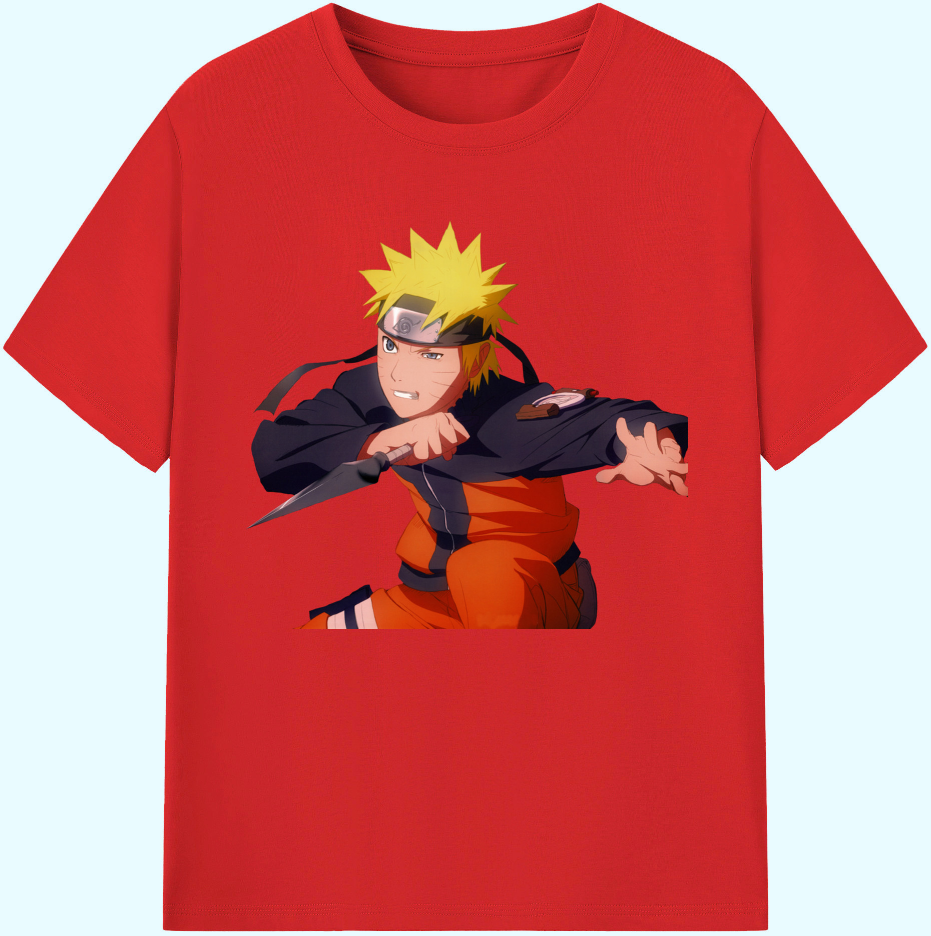 （画像用） NARUTO -ナルト- うずまき ナルト Uzumaki Naruto 綿100％ メンズ半袖Tシャツ｜肌触りやわらか＆通気性