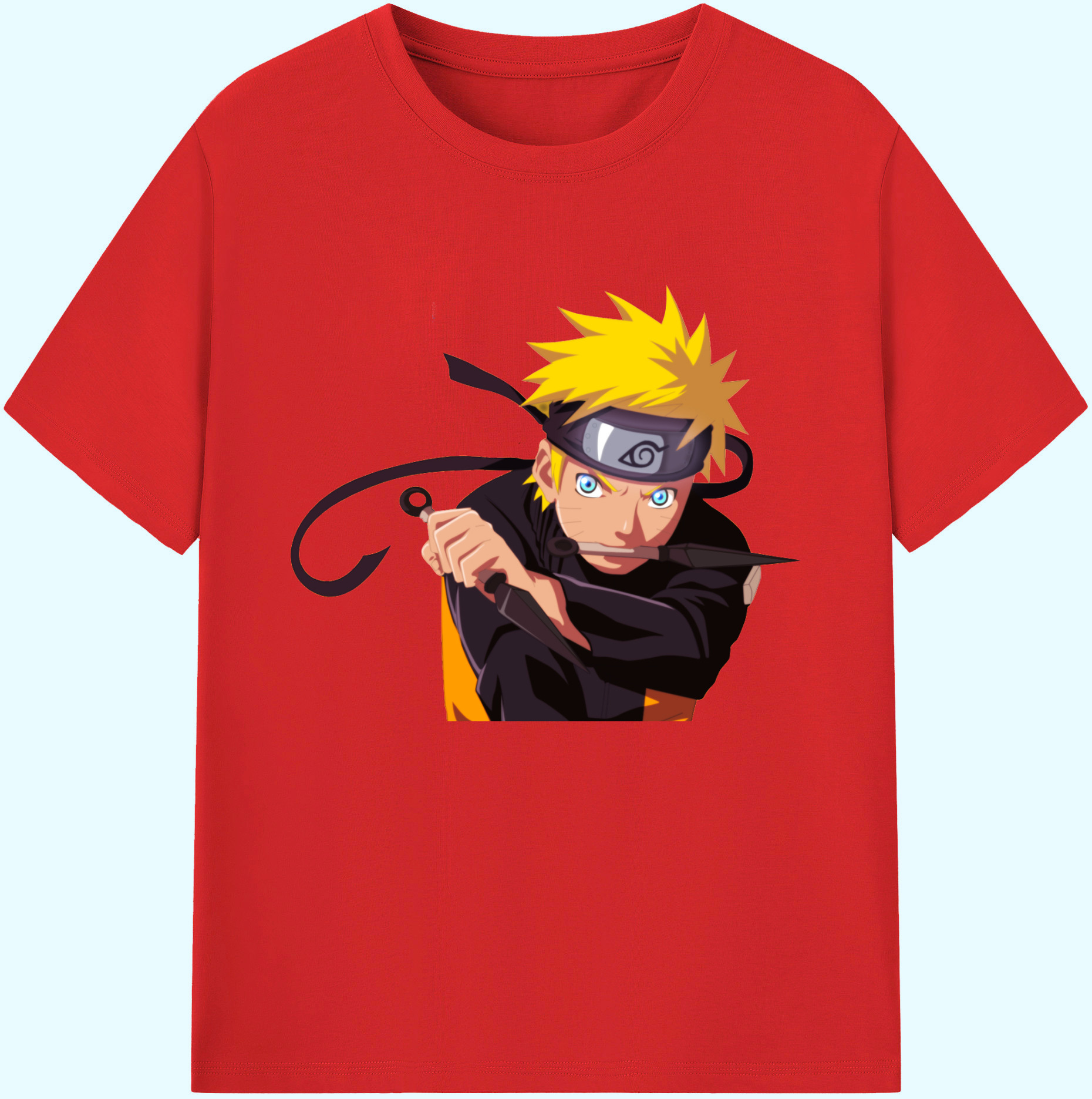 （画像用） NARUTO -ナルト- うずまき ナルト Uzumaki Naruto 綿100％ メンズ半袖Tシャツ｜肌触りやわらか＆通気性