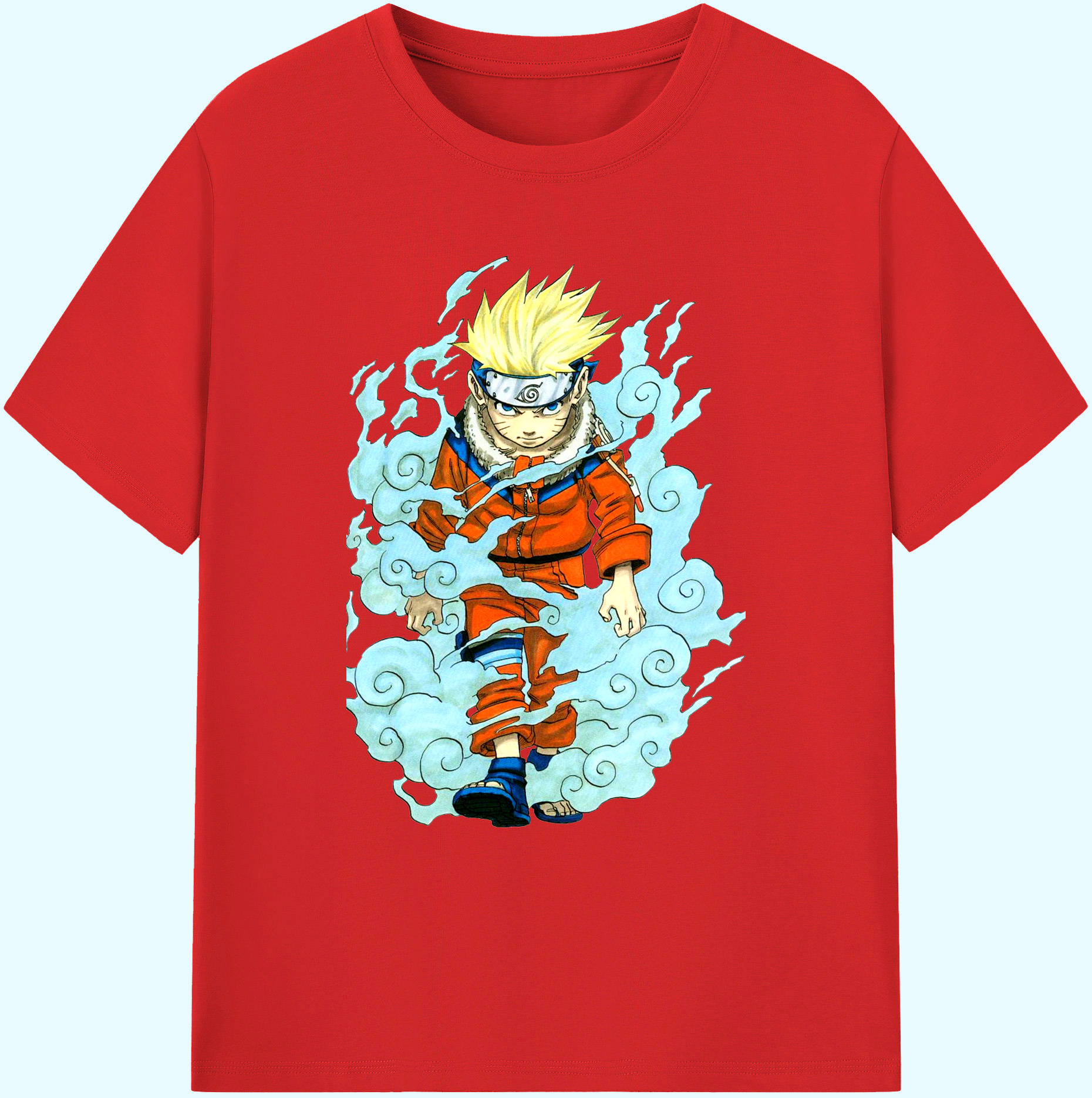 （画像用） NARUTO -ナルト- うずまき ナルト Uzumaki Naruto 綿100％ メンズ半袖Tシャツ｜肌触りやわらか＆通気性