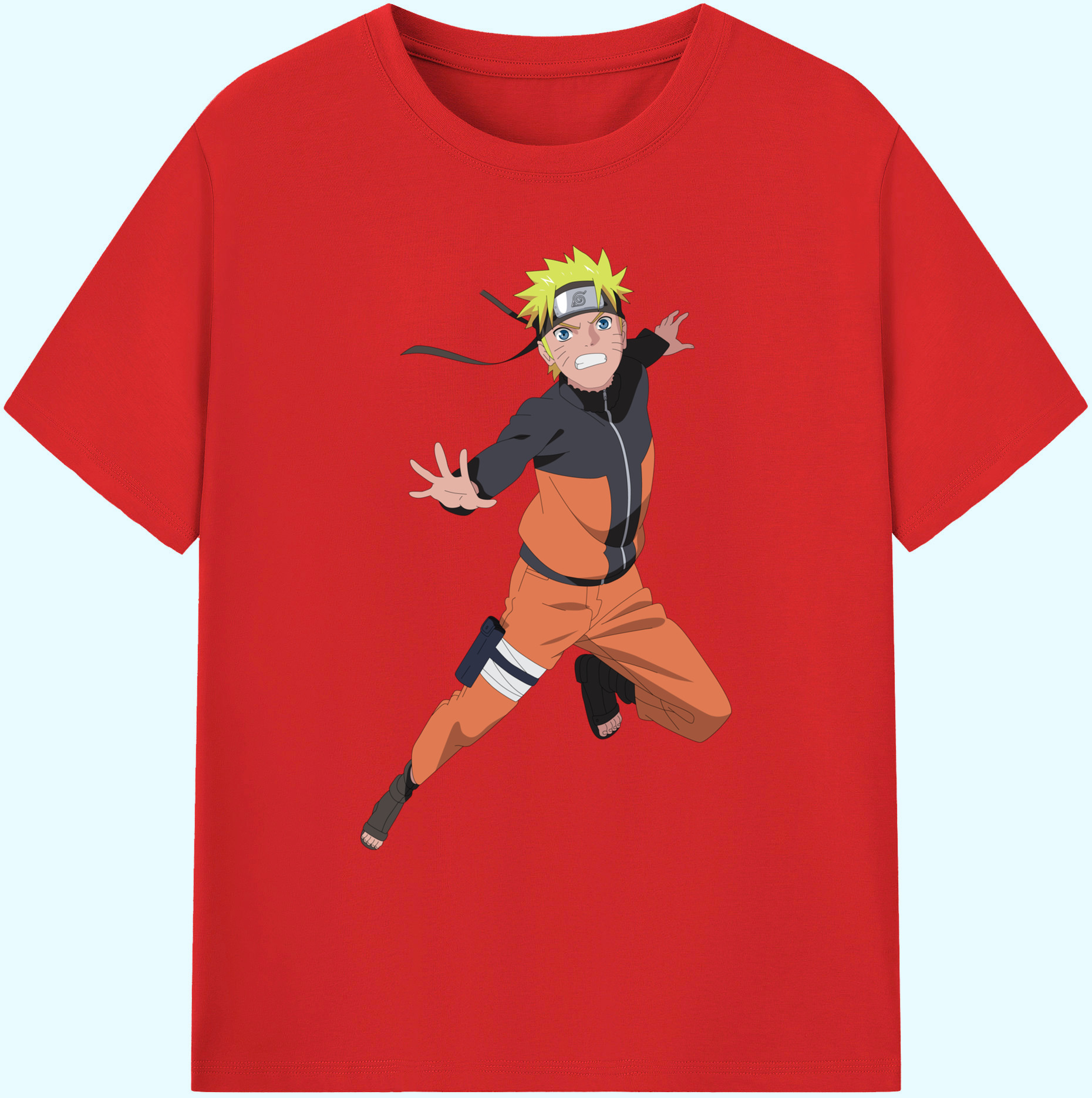 （画像用） NARUTO -ナルト- うずまき ナルト Uzumaki Naruto 綿100％ メンズ半袖Tシャツ｜肌触りやわらか＆通気性