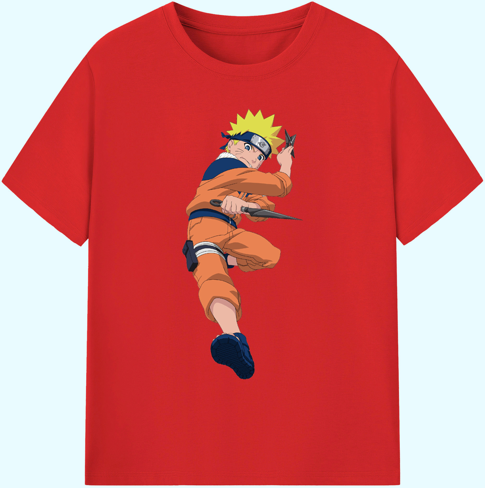 （画像用） NARUTO -ナルト- うずまき ナルト Uzumaki Naruto 綿100％ メンズ半袖Tシャツ｜肌触りやわらか＆通気性