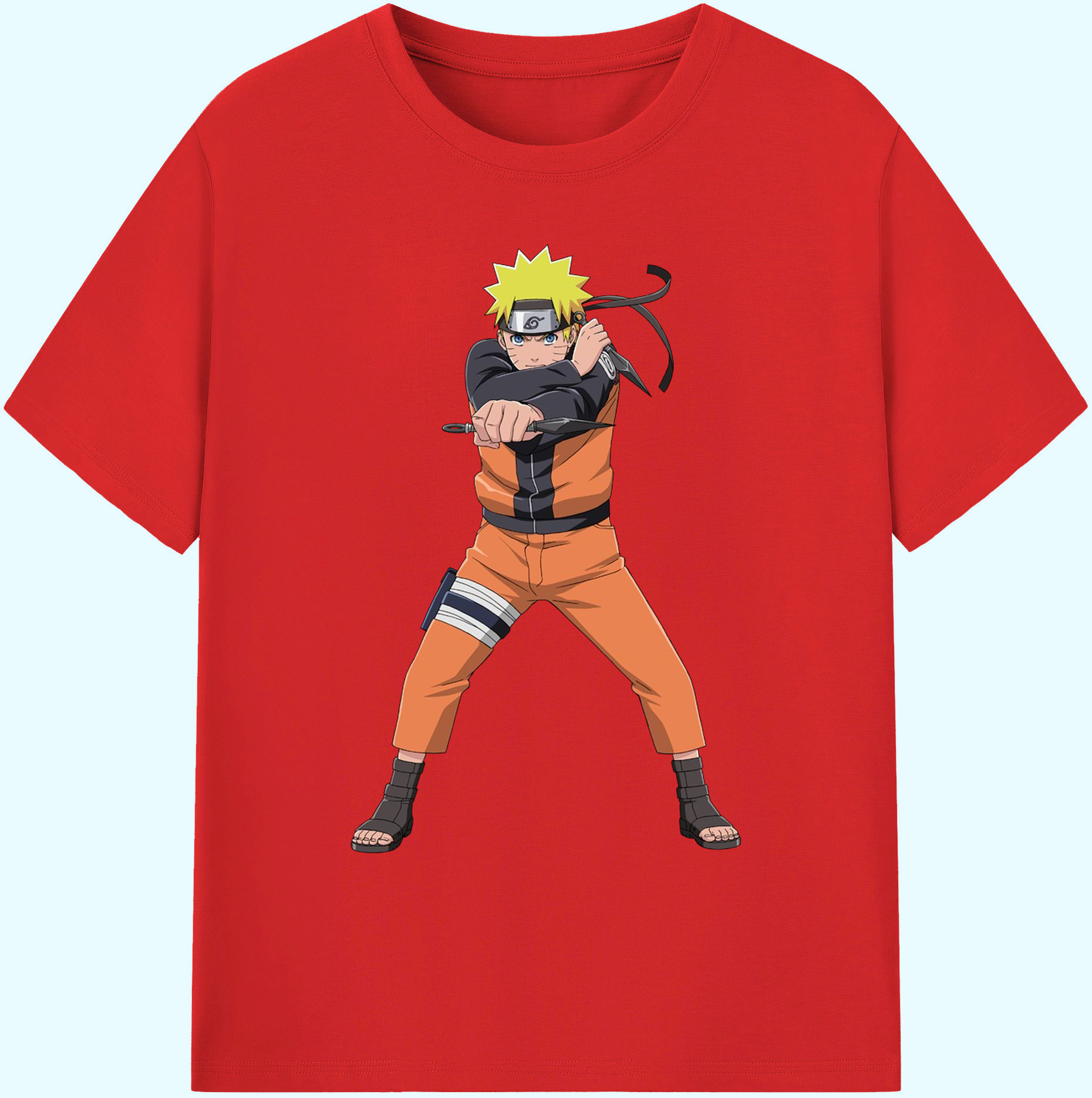 （画像用） NARUTO -ナルト- うずまき ナルト Uzumaki Naruto 綿100％ メンズ半袖Tシャツ｜肌触りやわらか＆通気性