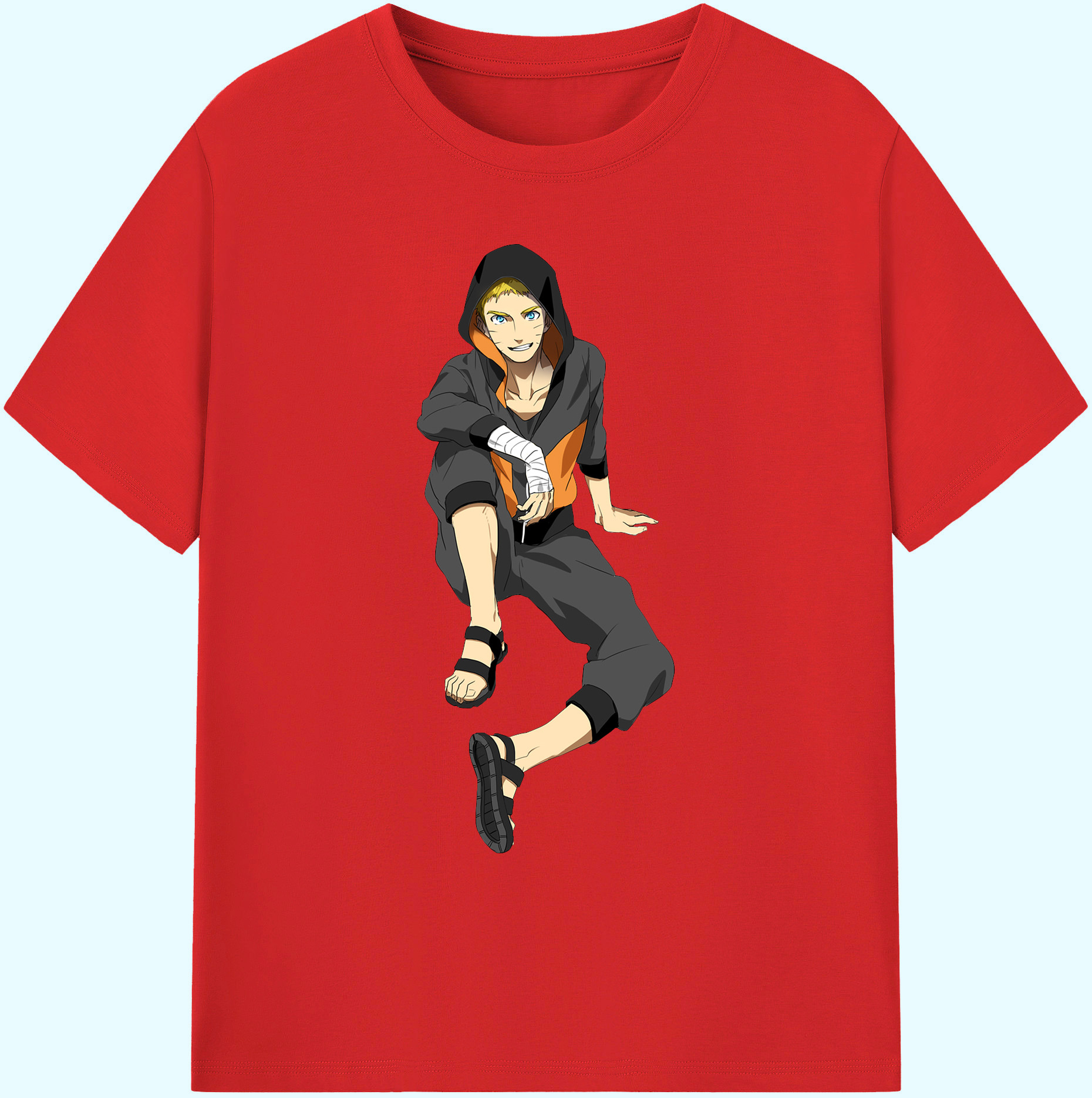 （画像用） NARUTO -ナルト- うずまき ナルト Uzumaki Naruto 綿100％ メンズ半袖Tシャツ｜肌触りやわらか＆通気性