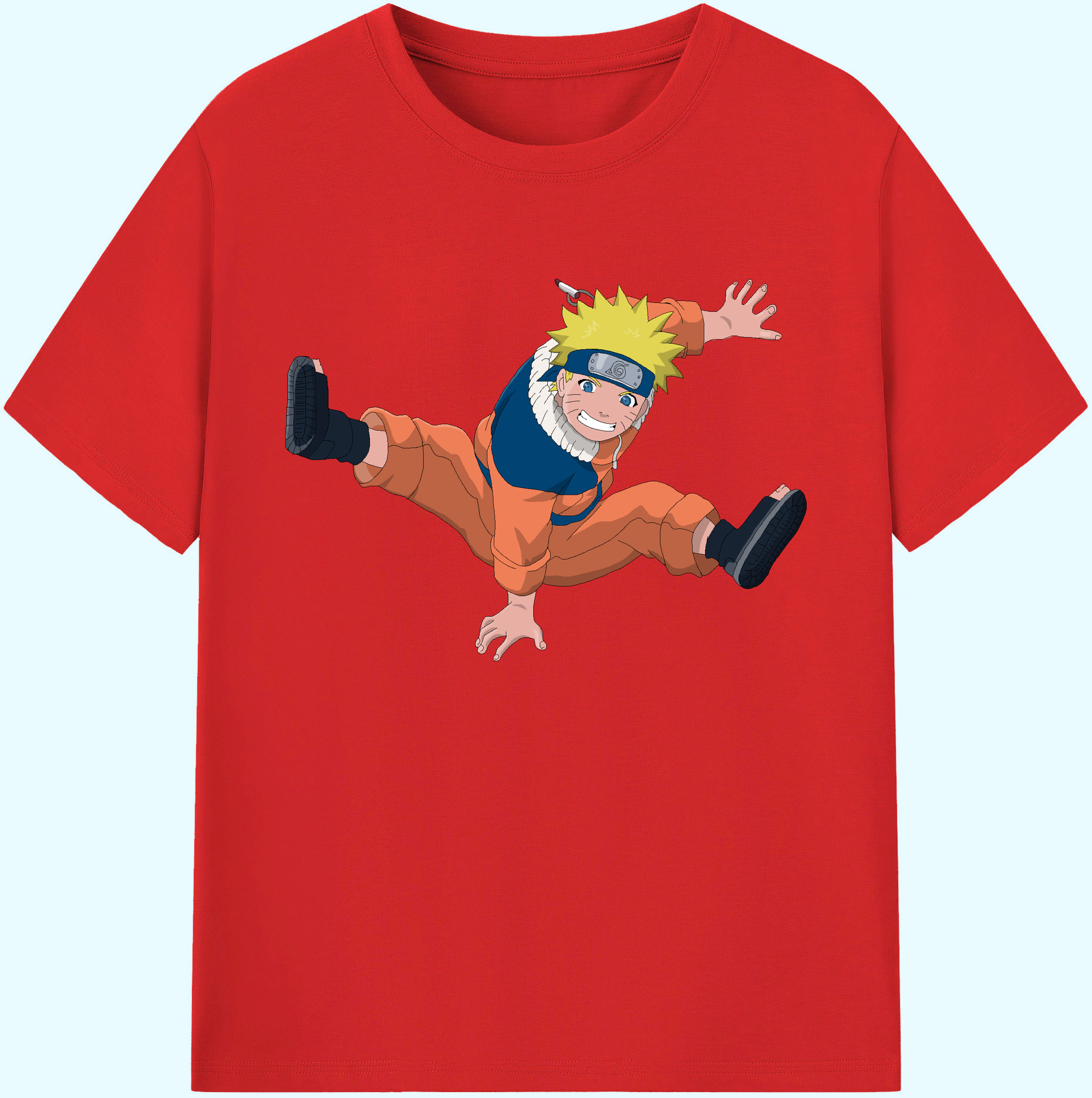 （画像用） NARUTO -ナルト- うずまき ナルト Uzumaki Naruto 綿100％ メンズ半袖Tシャツ｜肌触りやわらか＆通気性