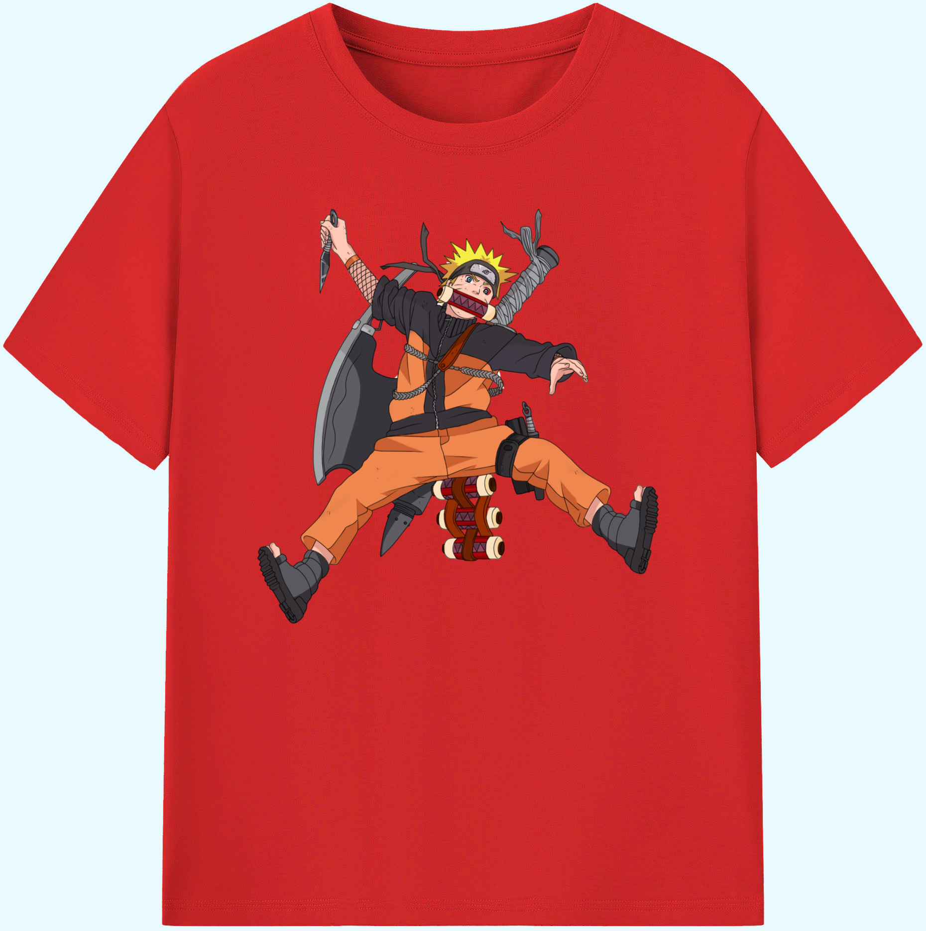（画像用） NARUTO -ナルト- うずまき ナルト Uzumaki Naruto 綿100％ メンズ半袖Tシャツ｜肌触りやわらか＆通気性