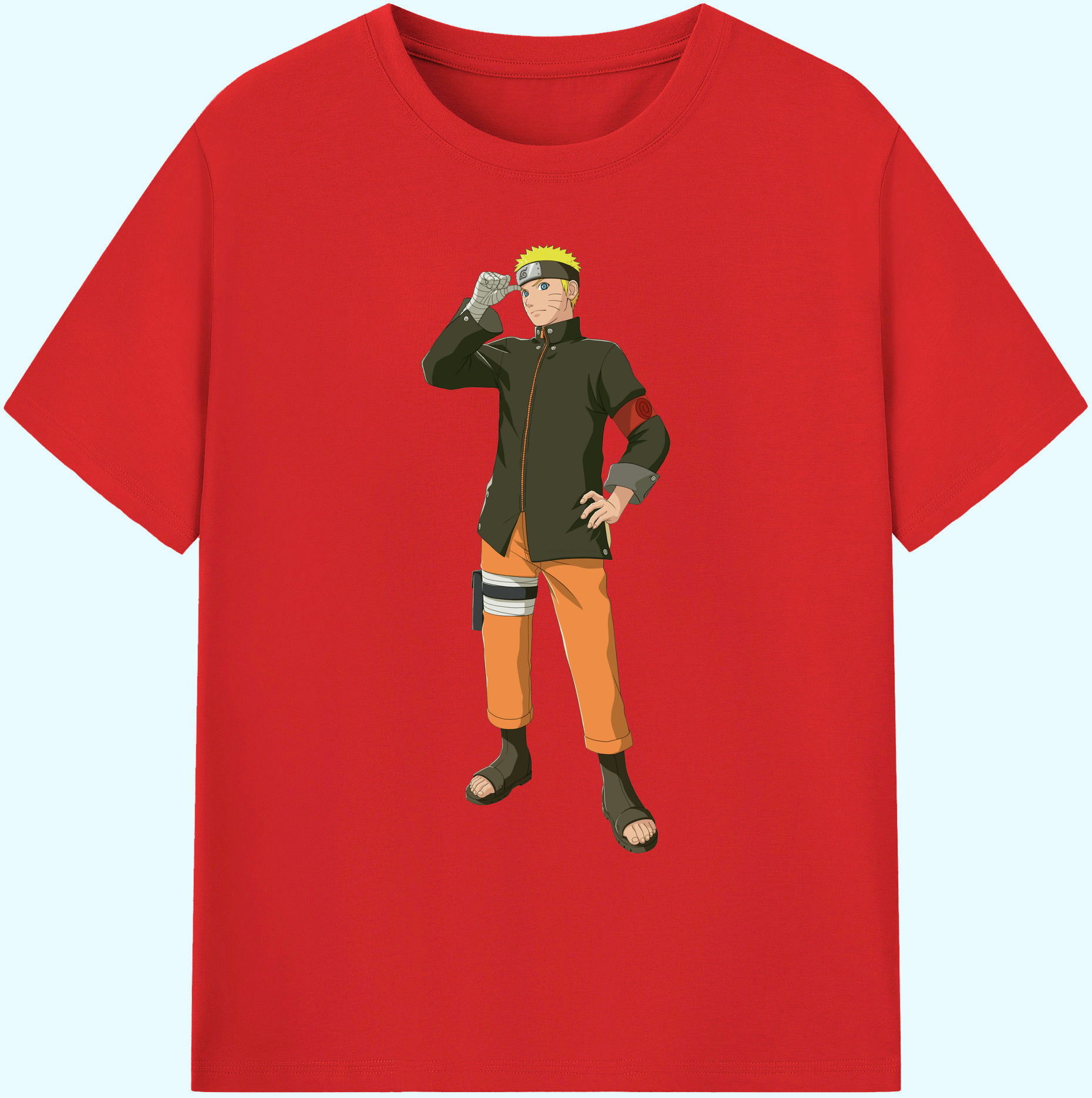 （画像用） NARUTO -ナルト- うずまき ナルト Uzumaki Naruto 綿100％ メンズ半袖Tシャツ｜肌触りやわらか＆通気性