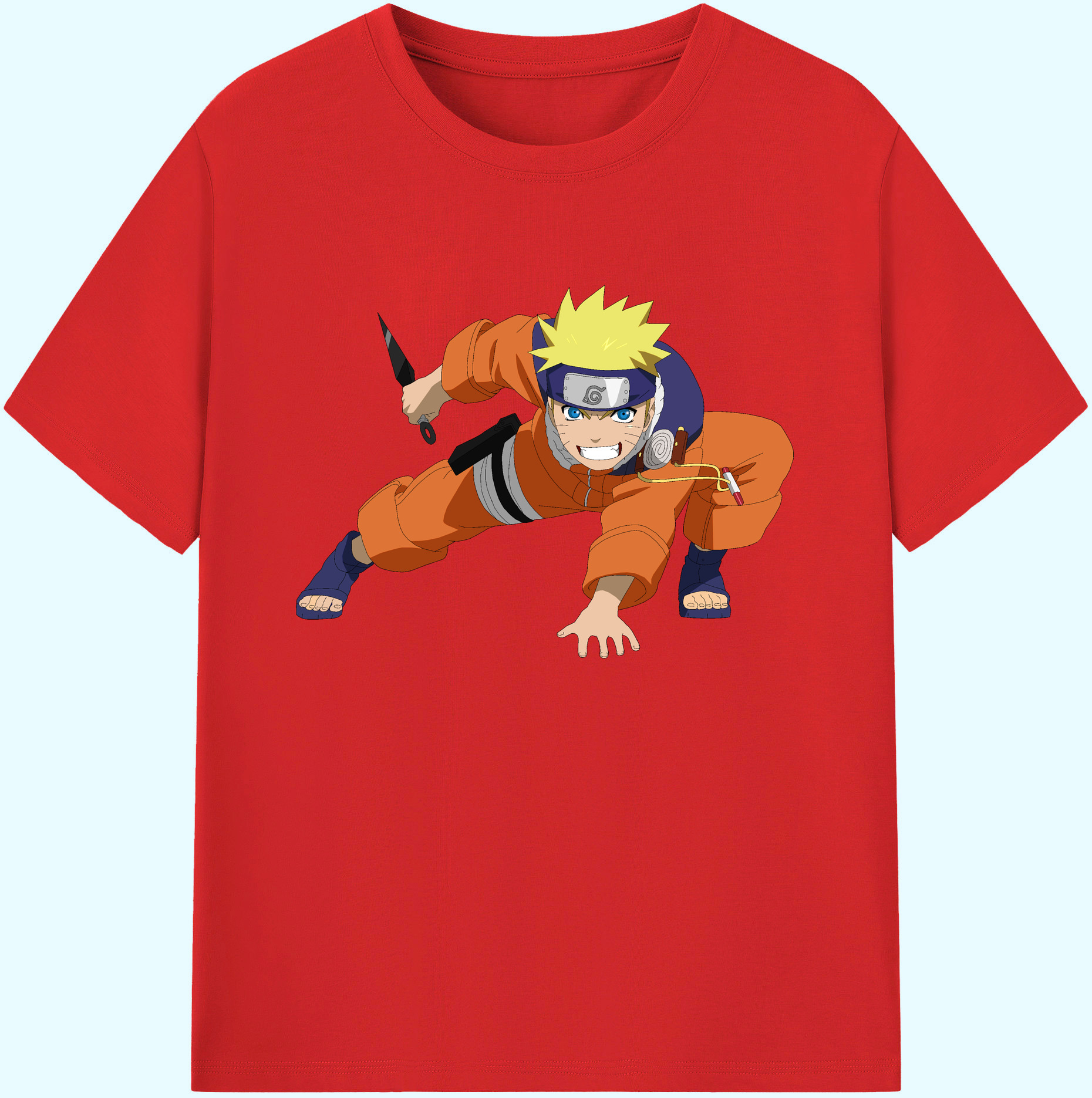 （画像用） NARUTO -ナルト- うずまき ナルト Uzumaki Naruto 綿100％ メンズ半袖Tシャツ｜肌触りやわらか＆通気性