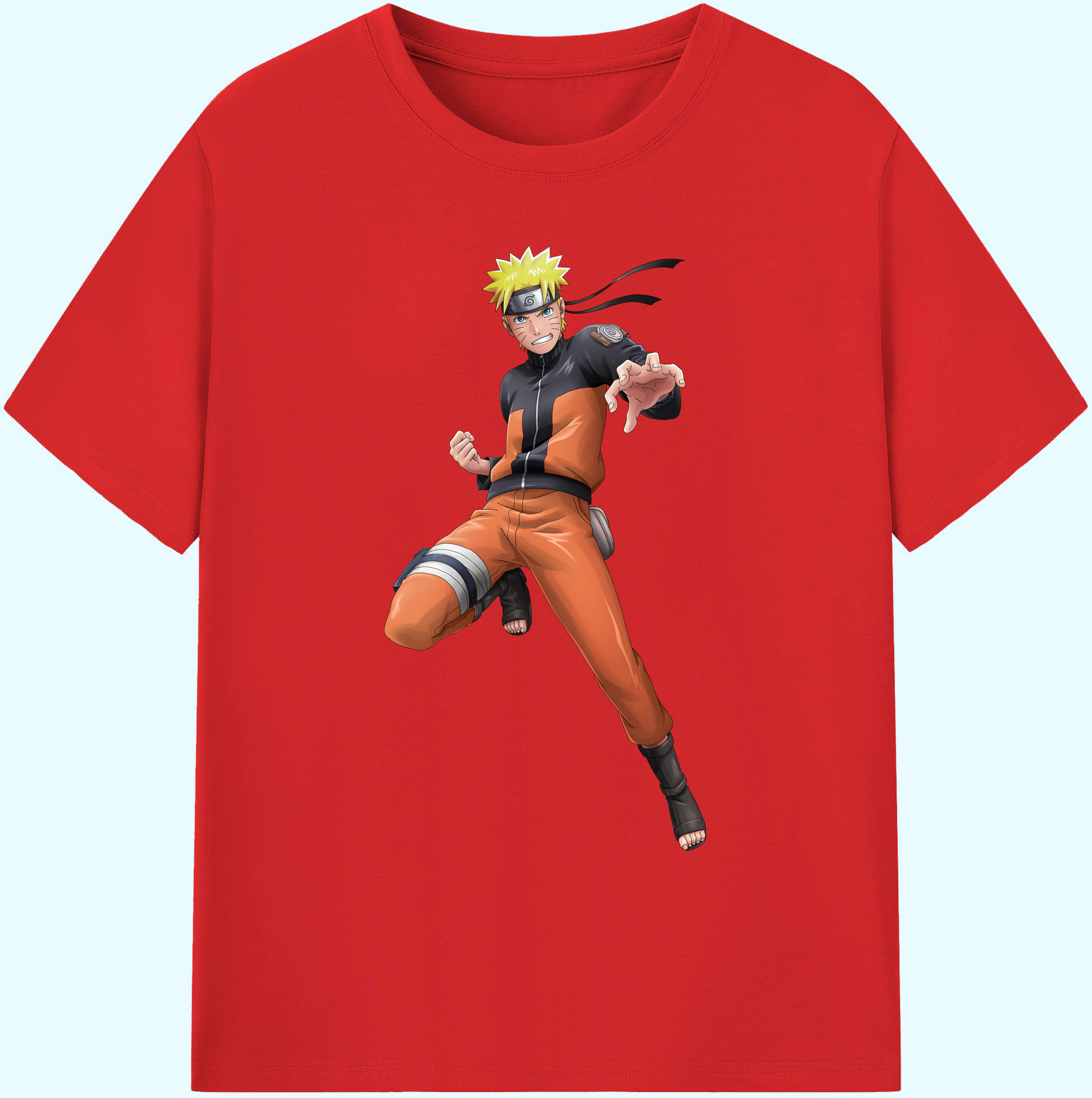 （画像用） NARUTO -ナルト- うずまき ナルト Uzumaki Naruto 綿100％ メンズ半袖Tシャツ｜肌触りやわらか＆通気性