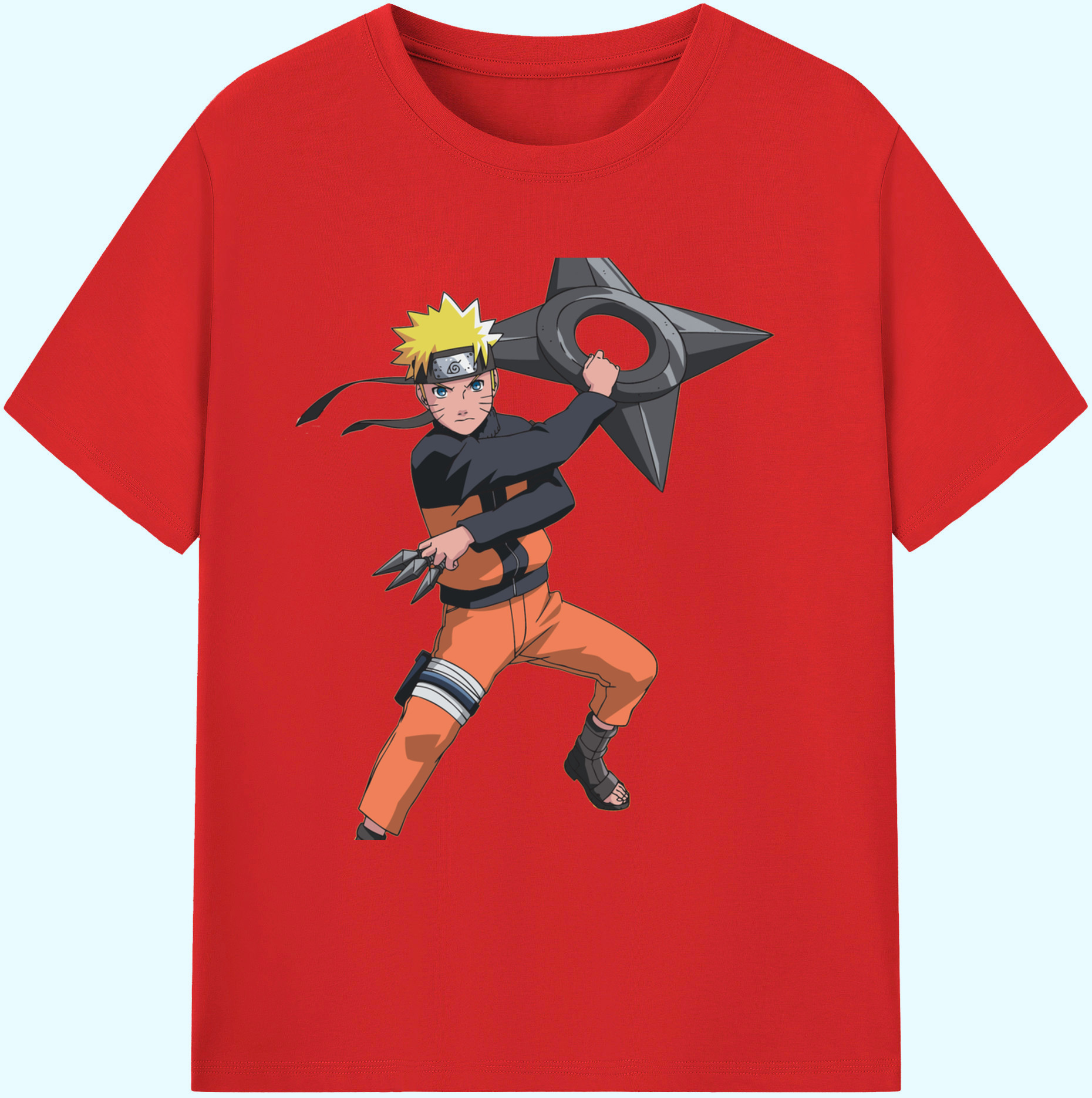 （画像用） NARUTO -ナルト- うずまき ナルト Uzumaki Naruto 綿100％ メンズ半袖Tシャツ｜肌触りやわらか＆通気性
