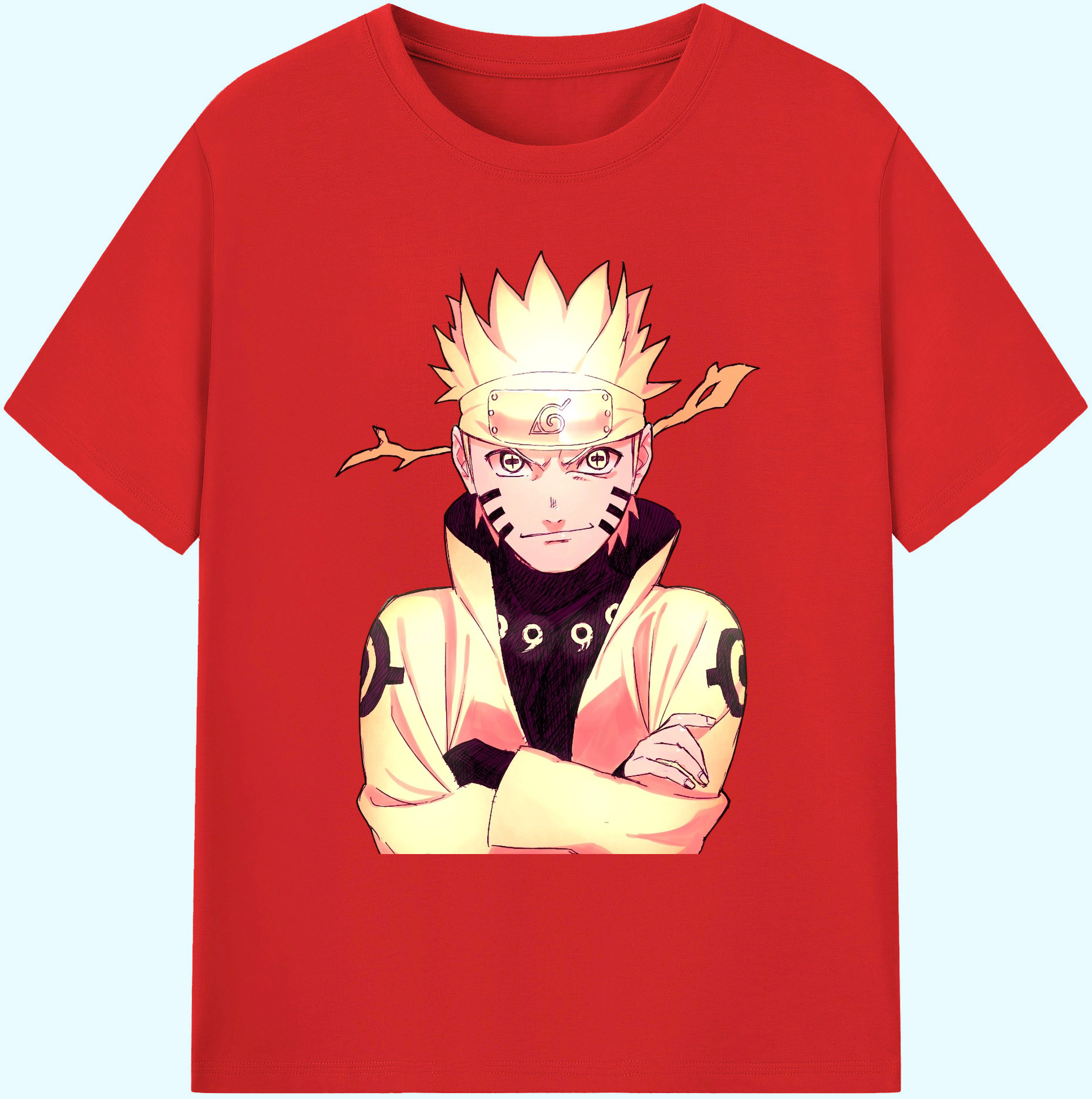 （画像用） NARUTO -ナルト- うずまき ナルト Uzumaki Naruto 綿100％ メンズ半袖Tシャツ｜肌触りやわらか＆通気性