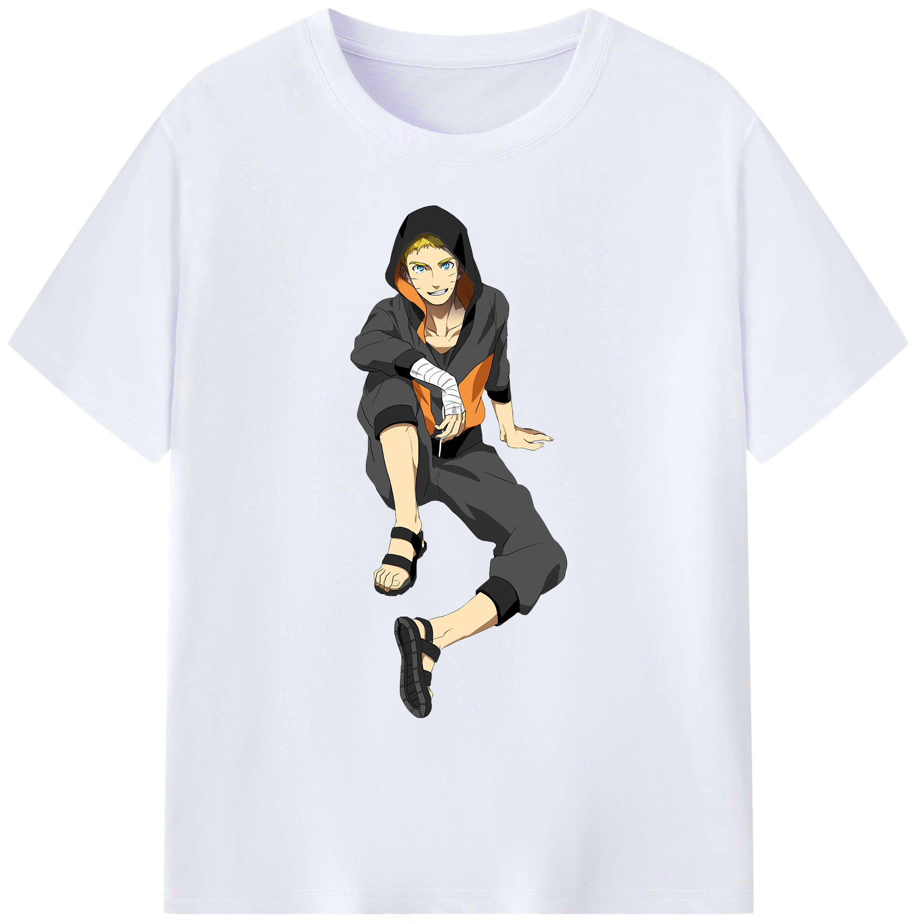 （画像用） NARUTO -ナルト- うずまき ナルト Uzumaki Naruto 綿100％ メンズ半袖Tシャツ｜肌触りやわらか＆通気性