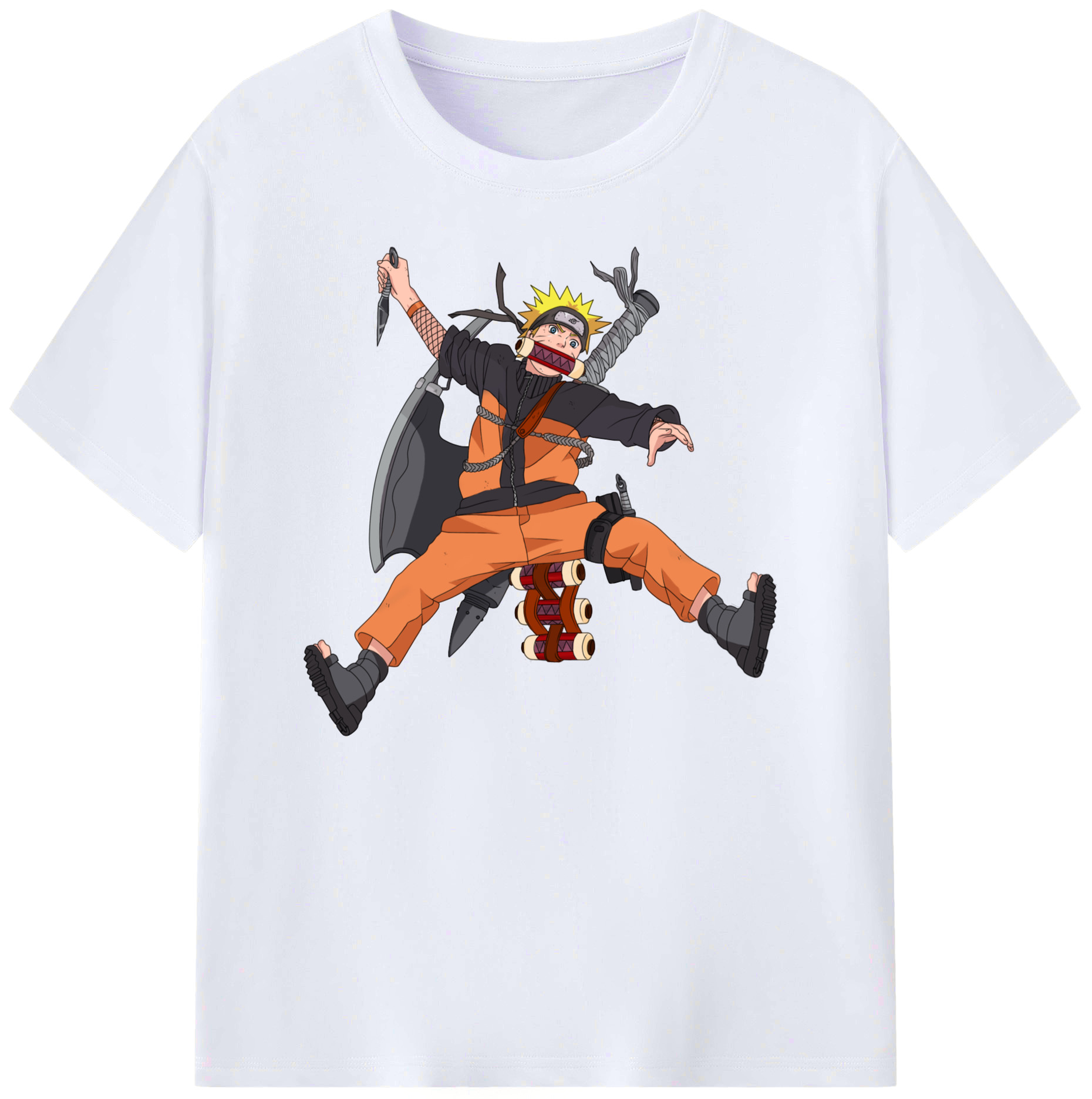 （画像用） NARUTO -ナルト- うずまき ナルト Uzumaki Naruto 綿100％ メンズ半袖Tシャツ｜肌触りやわらか＆通気性