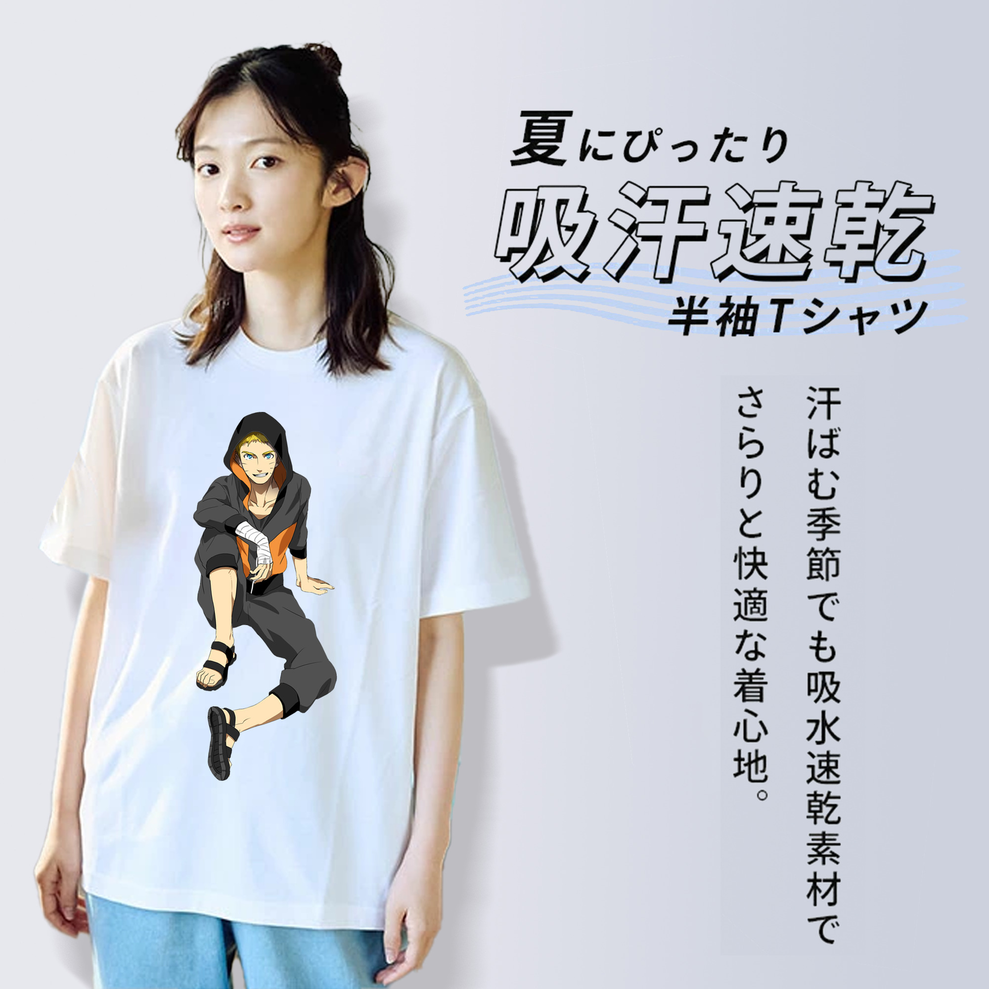 NARUTO -ナルト- うずまき ナルト Uzumaki Naruto レディースカジュアルプリントTシャツ（綿100％）