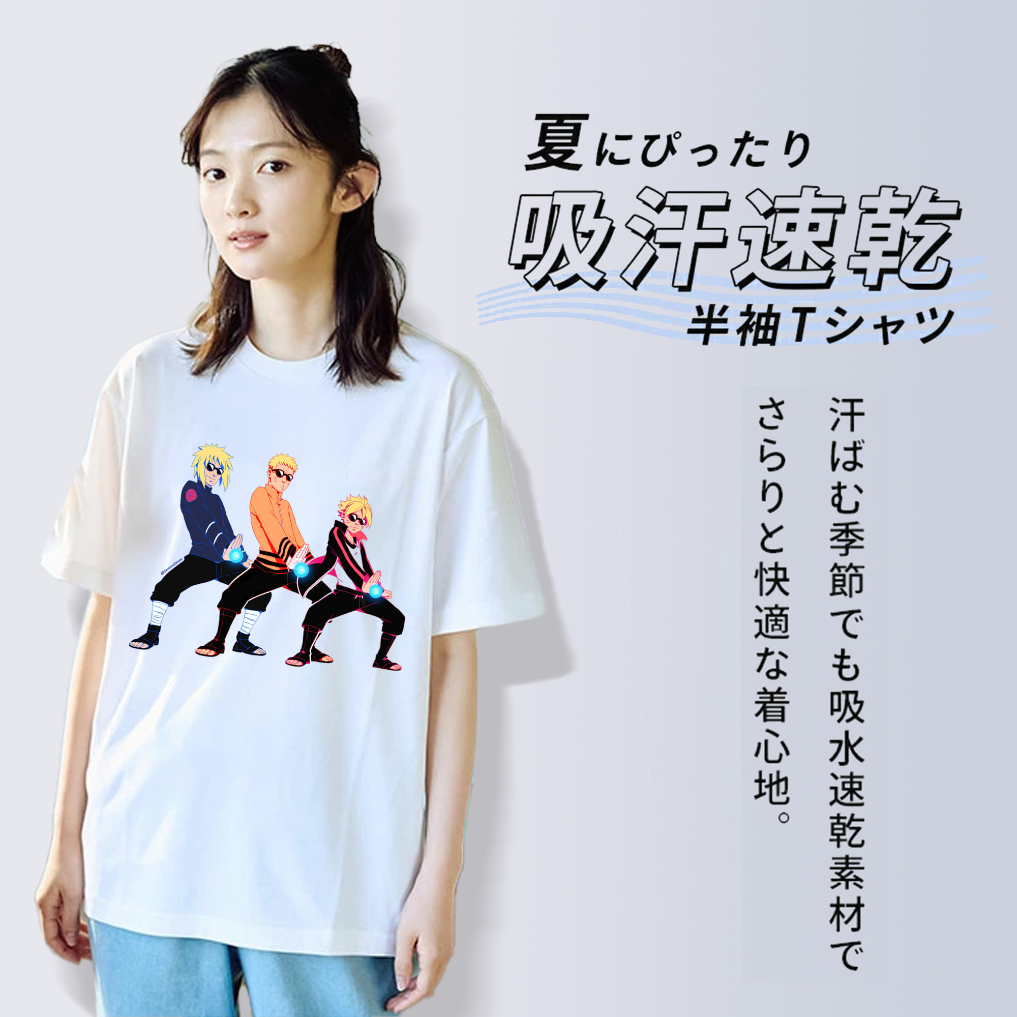 NARUTO -ナルト- うずまき ナルト Uzumaki Naruto レディースカジュアルプリントTシャツ（綿100％）
