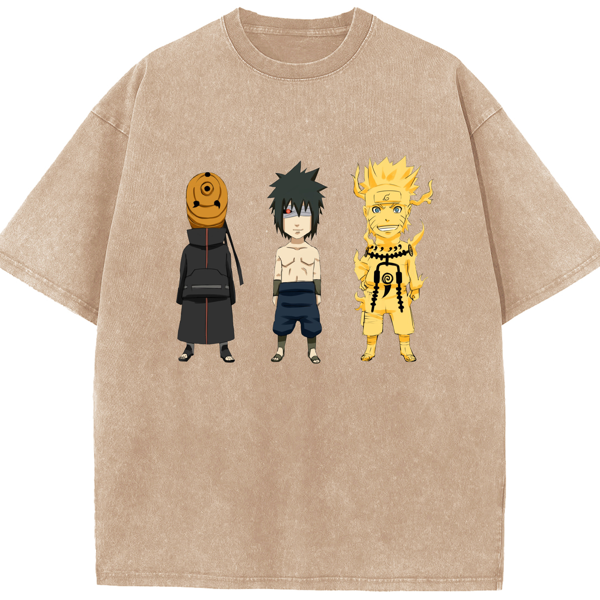 （画像用） NARUTO -ナルト- うちは サスケ Uchiha Sasuke 綿100% ヴィンテージ風 半袖Tシャツ（フロントプリント）