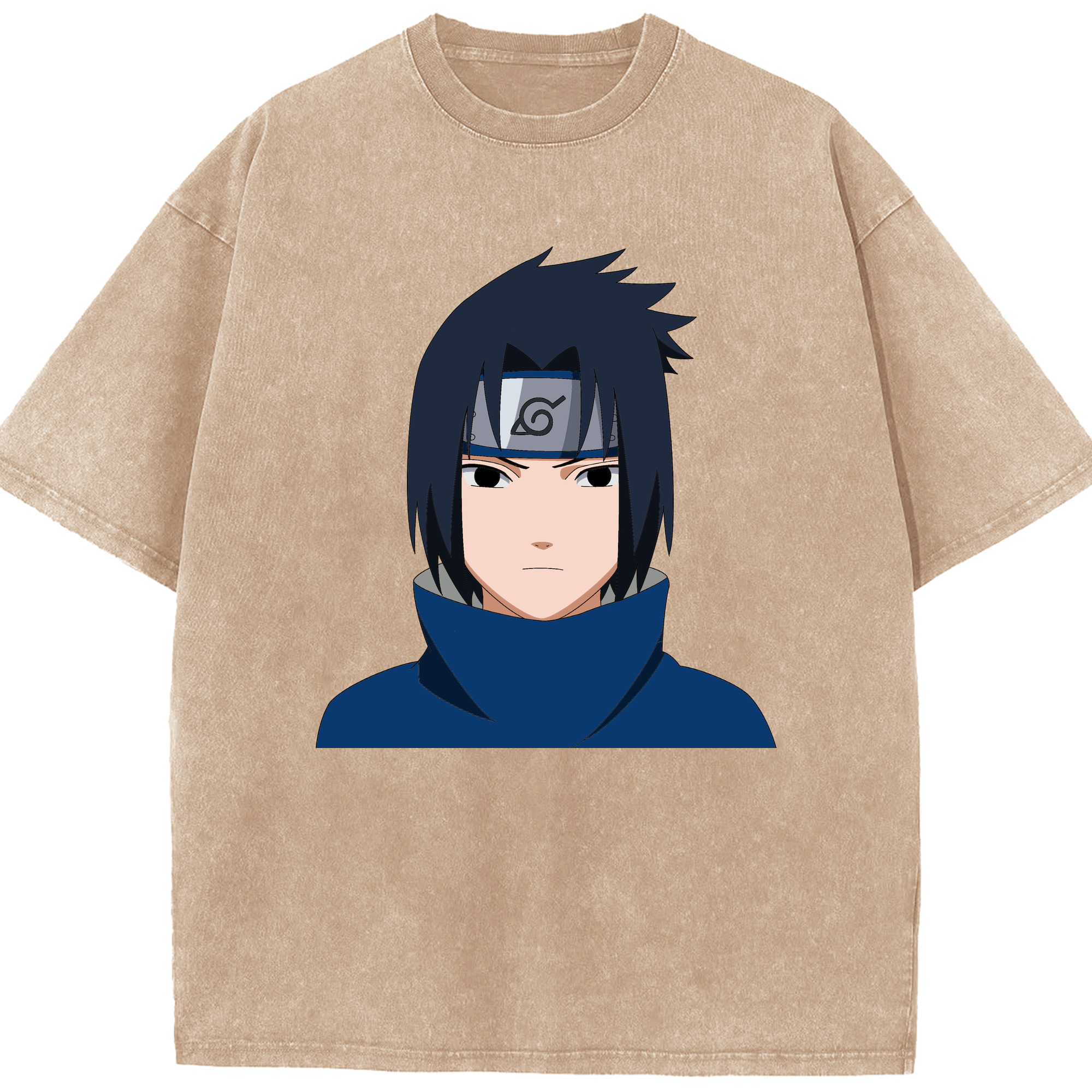 （画像用） NARUTO -ナルト- うちは サスケ Uchiha Sasuke 綿100% ヴィンテージ風 半袖Tシャツ（フロントプリント）