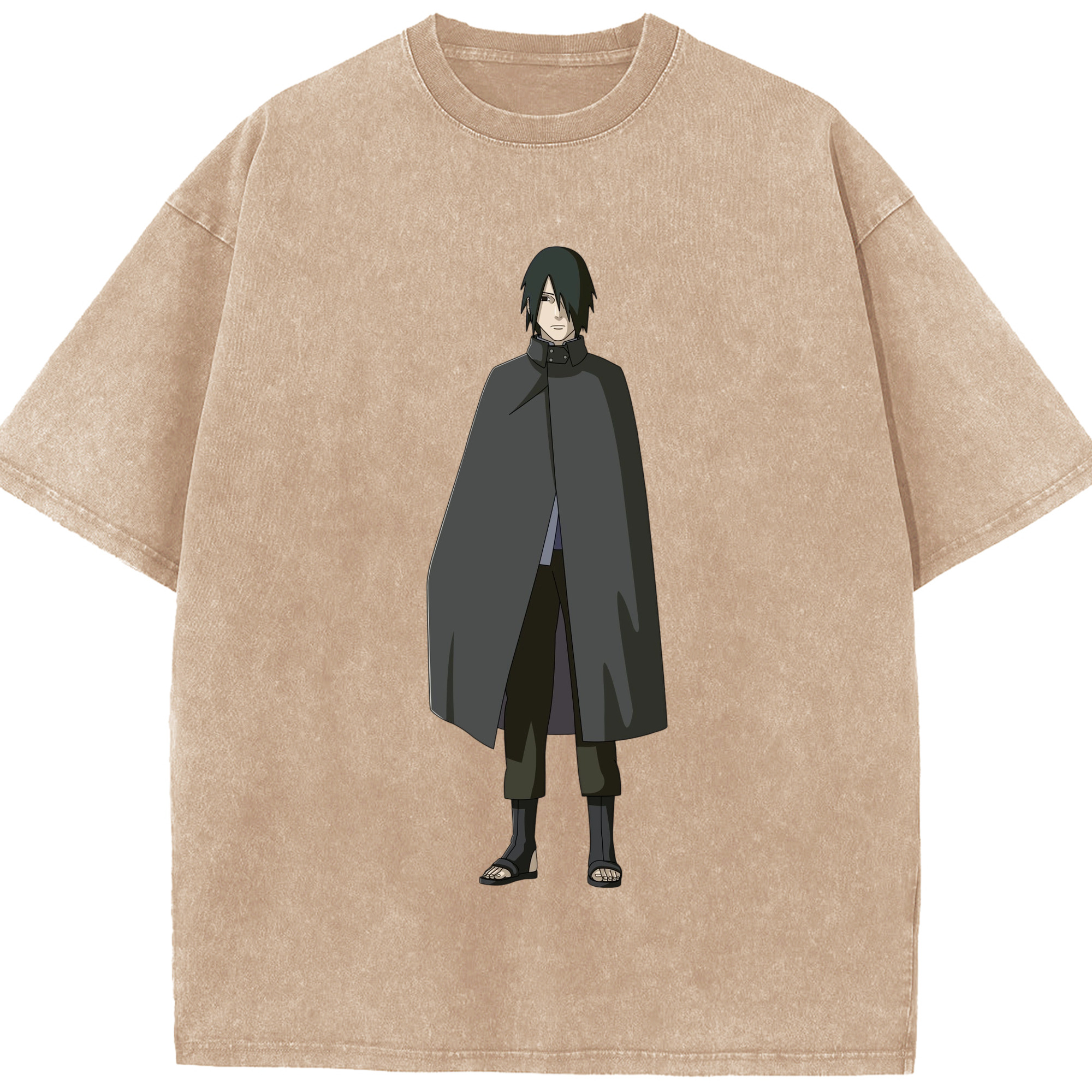 （画像用） NARUTO -ナルト- うちは サスケ Uchiha Sasuke 綿100% ヴィンテージ風 半袖Tシャツ（フロントプリント）