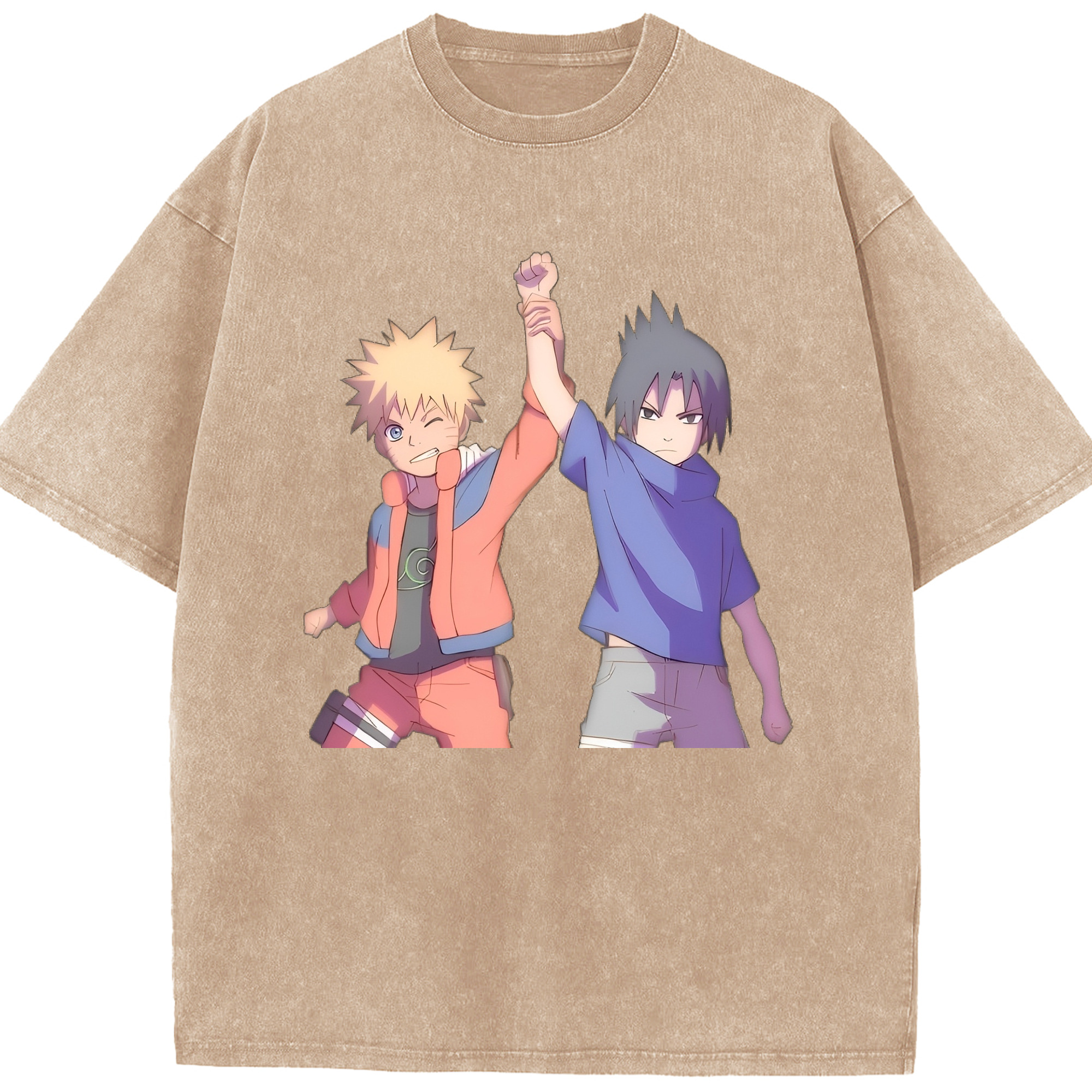 （画像用） NARUTO -ナルト- うちは サスケ Uchiha Sasuke 綿100% ヴィンテージ風 半袖Tシャツ（フロントプリント）