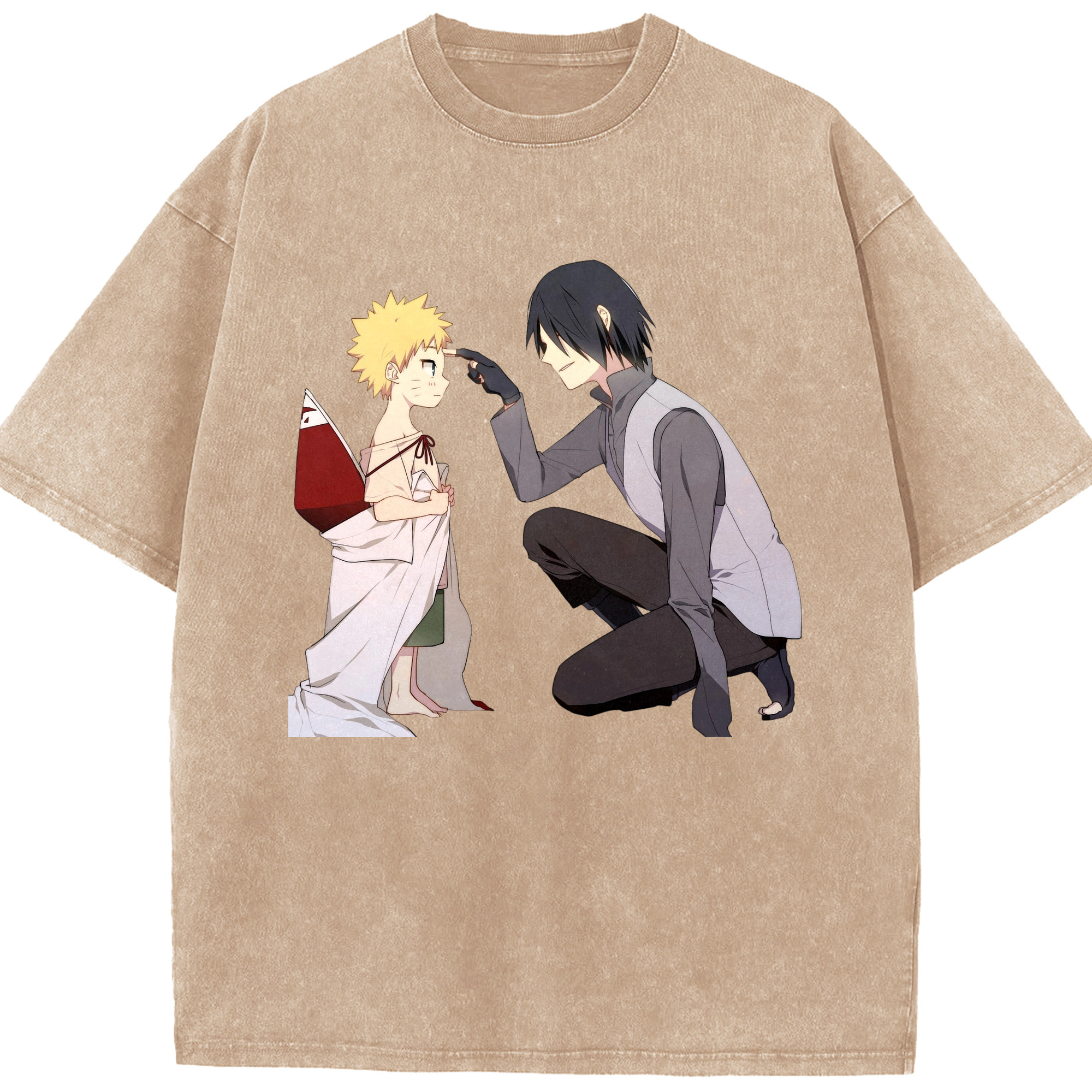 （画像用） NARUTO -ナルト- うちは サスケ Uchiha Sasuke 綿100% ヴィンテージ風 半袖Tシャツ（フロントプリント）