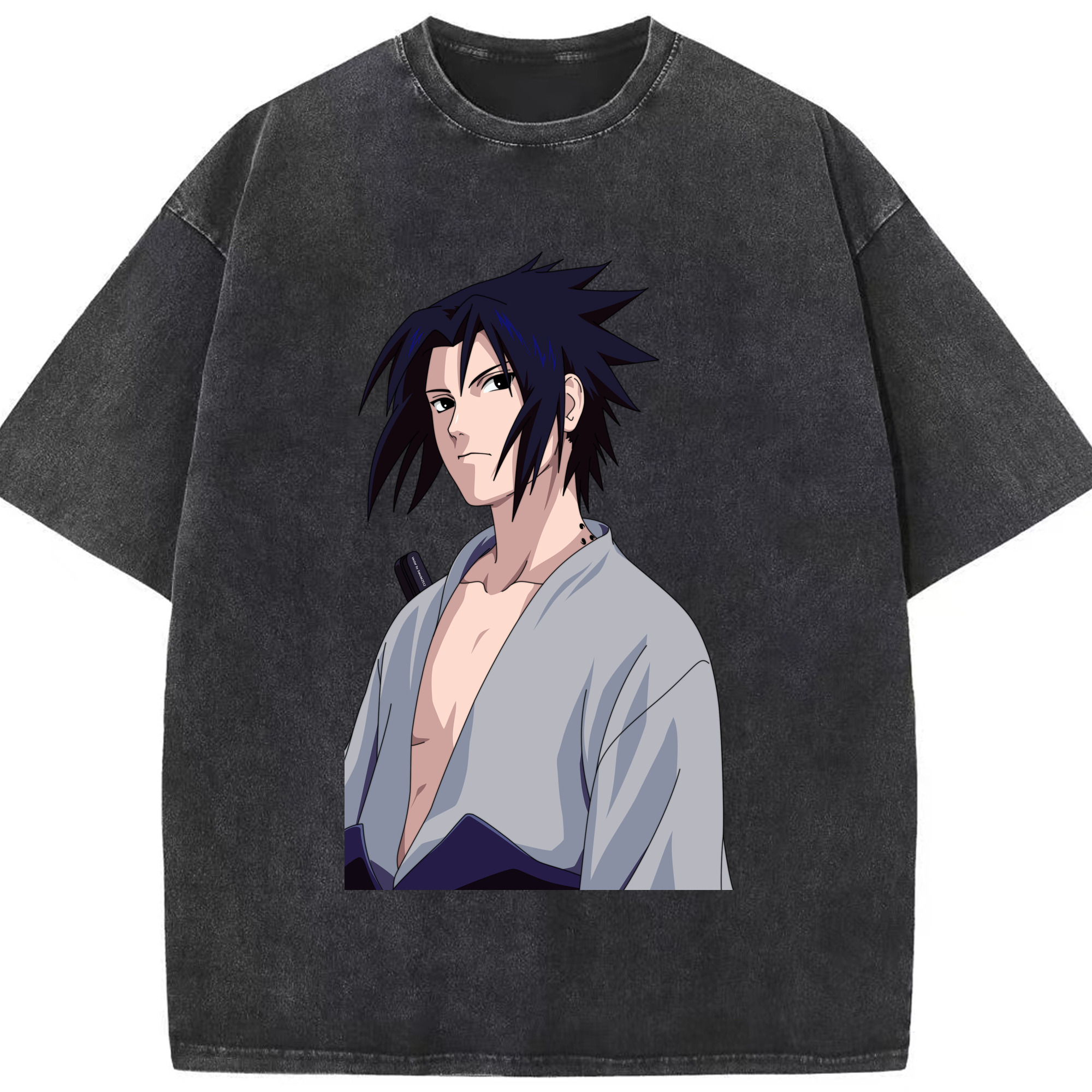 （画像用） NARUTO -ナルト- うちは サスケ Uchiha Sasuke 綿100% ヴィンテージ風 半袖Tシャツ（フロントプリント）
