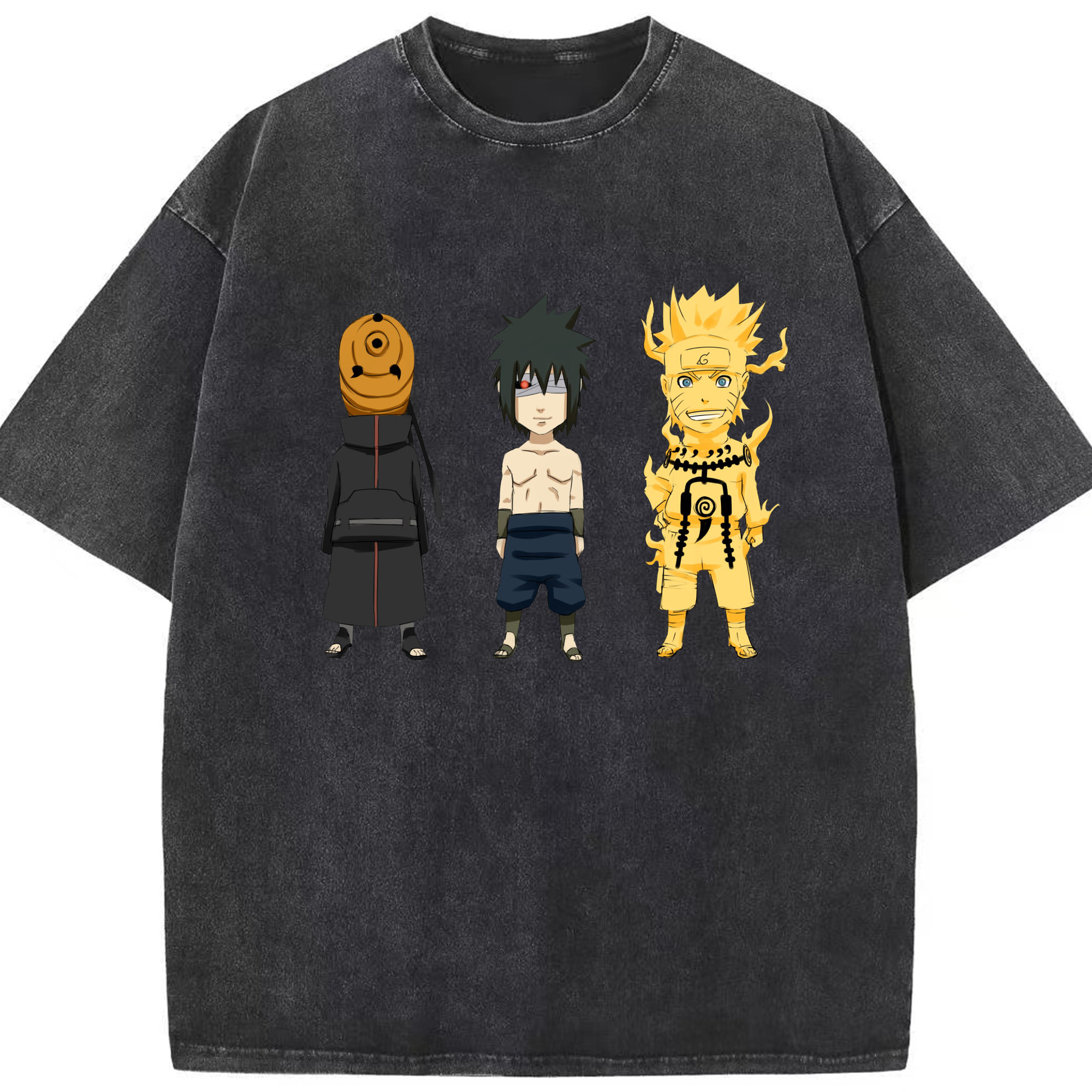 （画像用） NARUTO -ナルト- うちは サスケ Uchiha Sasuke 綿100% ヴィンテージ風 半袖Tシャツ（フロントプリント）
