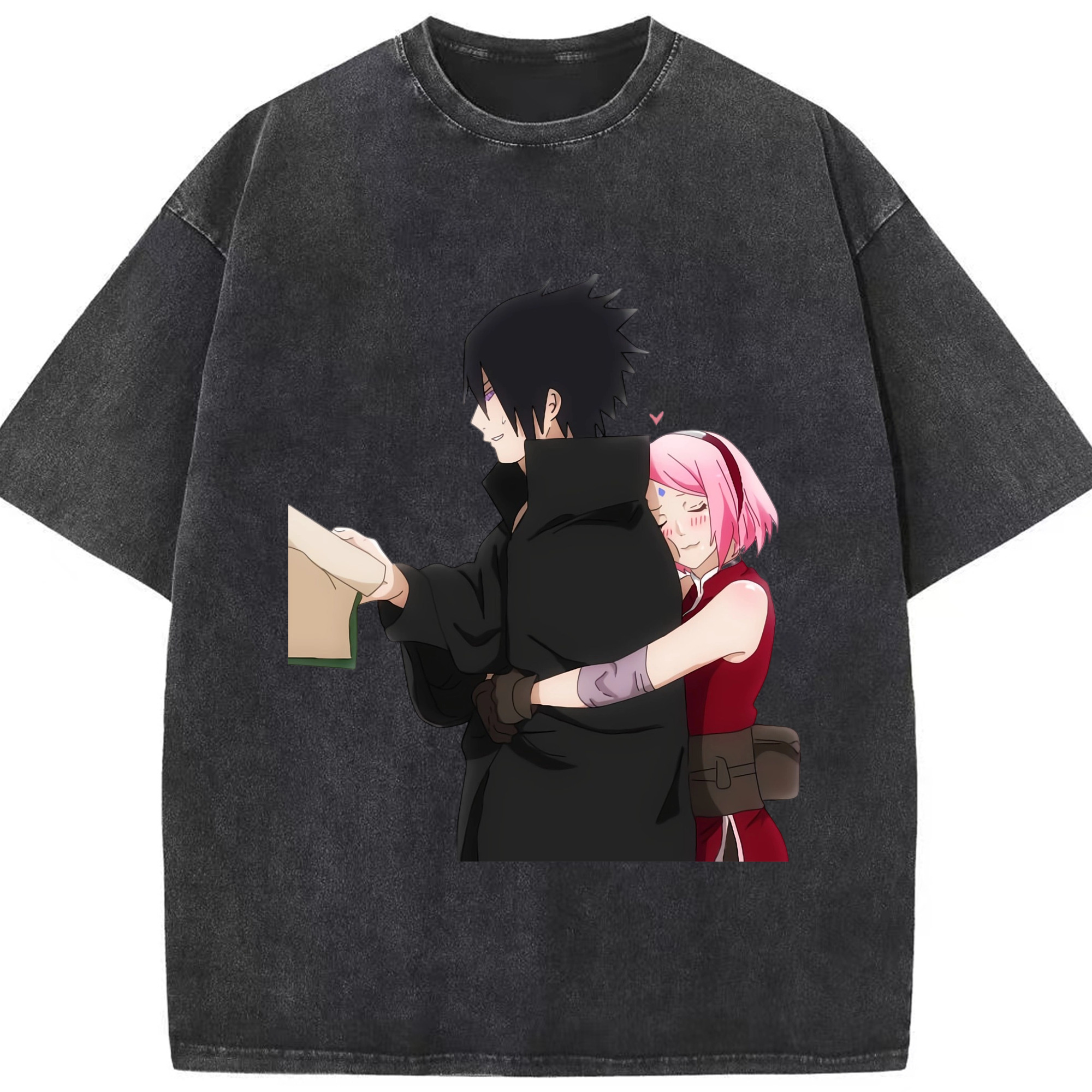 （画像用） NARUTO -ナルト- うちは サスケ Uchiha Sasuke 綿100% ヴィンテージ風 半袖Tシャツ（フロントプリント）