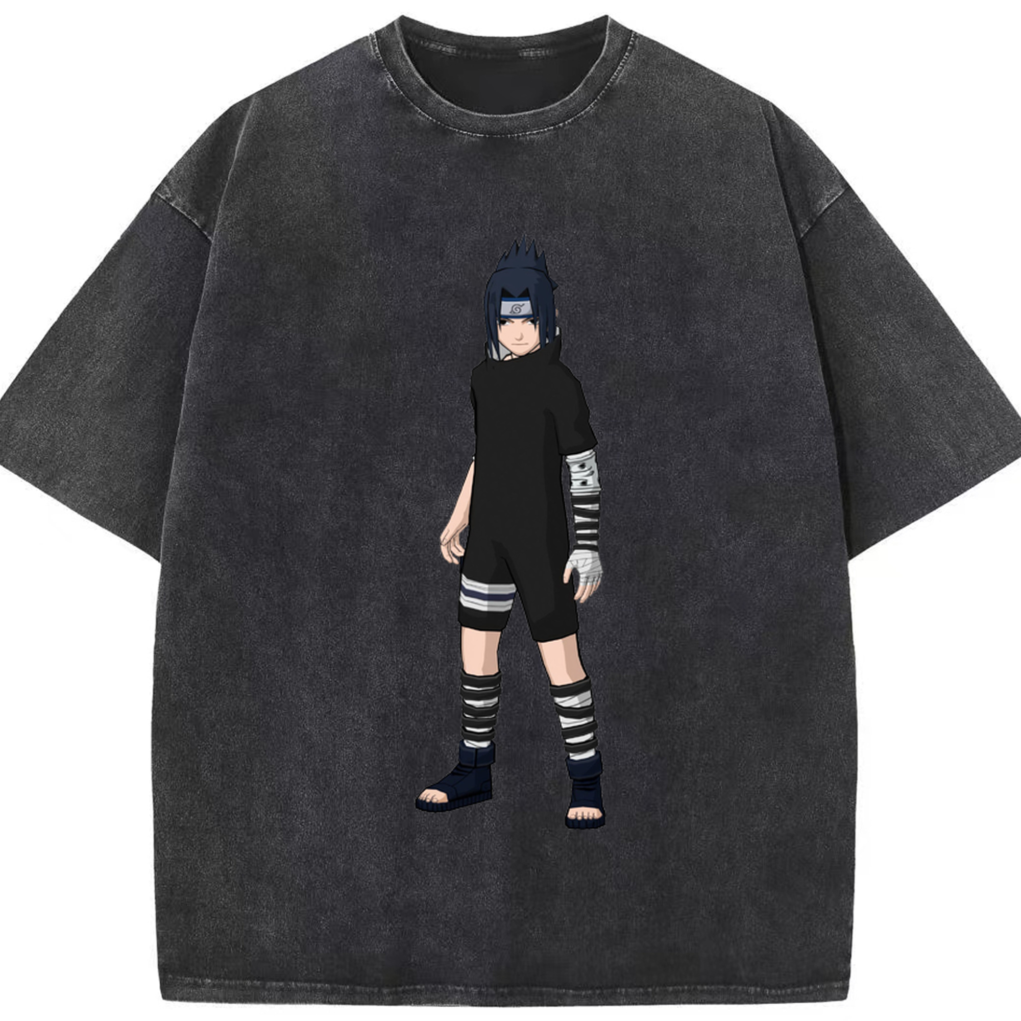 （画像用） NARUTO -ナルト- うちは サスケ Uchiha Sasuke 綿100% ヴィンテージ風 半袖Tシャツ（フロントプリント）