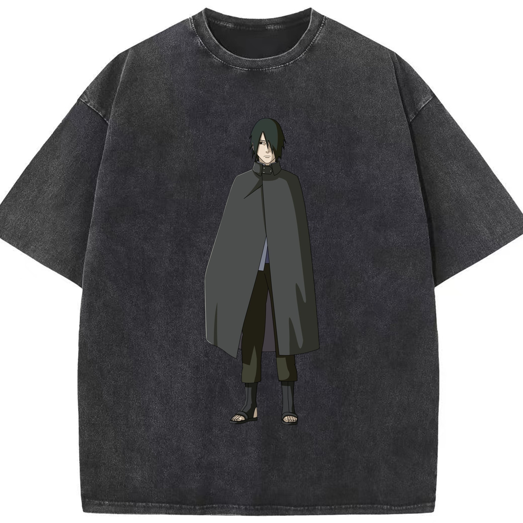 （画像用） NARUTO -ナルト- うちは サスケ Uchiha Sasuke 綿100% ヴィンテージ風 半袖Tシャツ（フロントプリント）