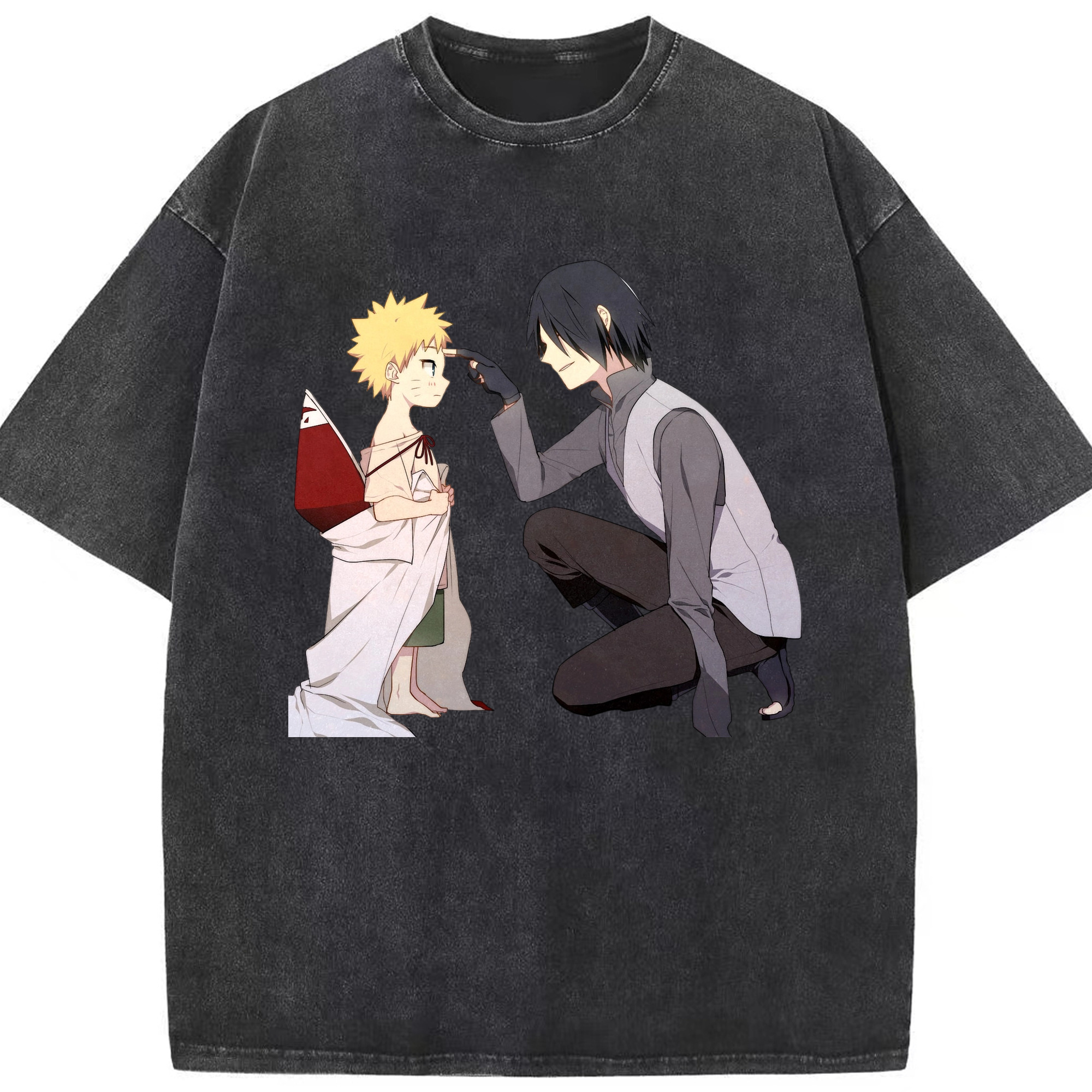 （画像用） NARUTO -ナルト- うちは サスケ Uchiha Sasuke 綿100% ヴィンテージ風 半袖Tシャツ（フロントプリント）