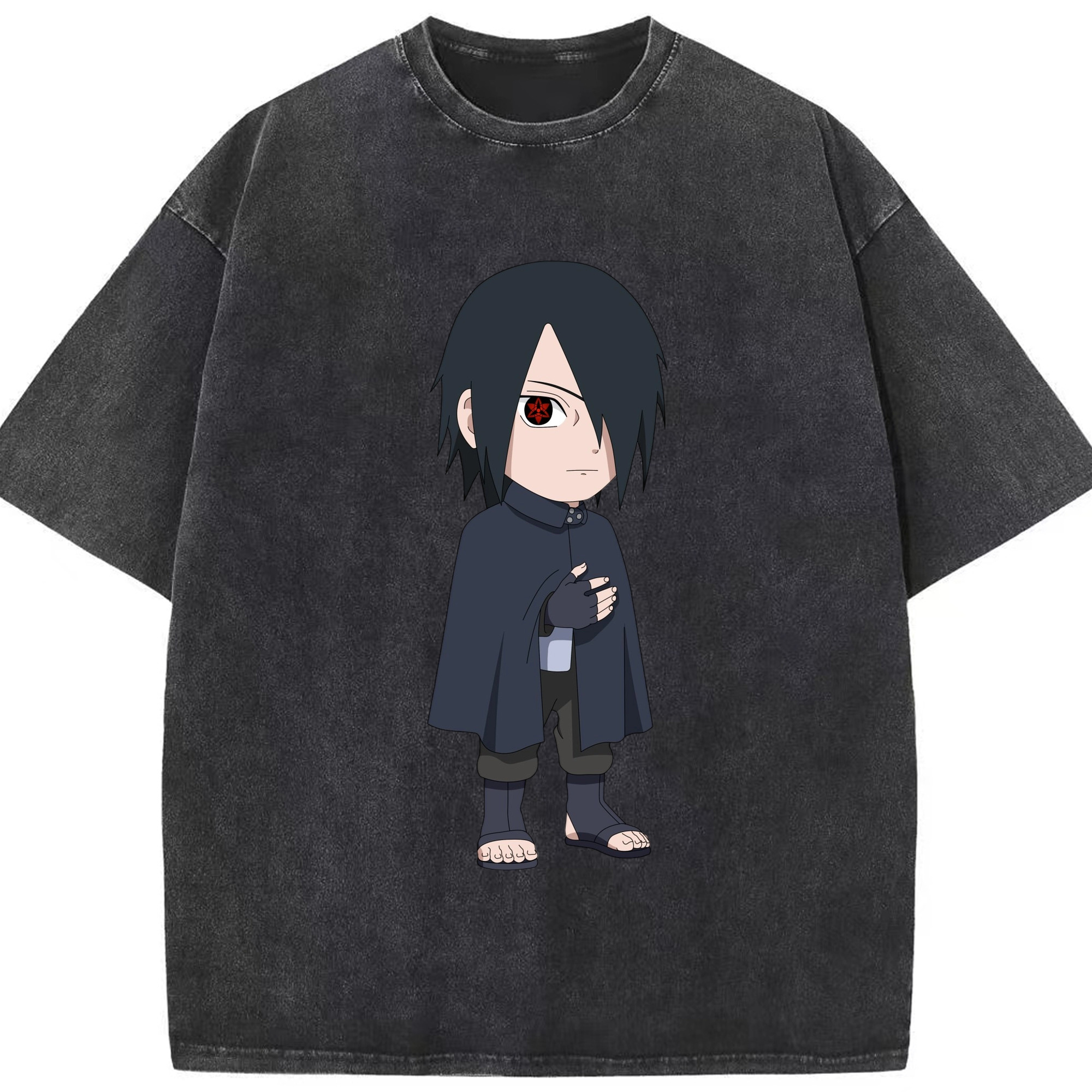 （画像用） NARUTO -ナルト- うちは サスケ Uchiha Sasuke 綿100% ヴィンテージ風 半袖Tシャツ（フロントプリント）