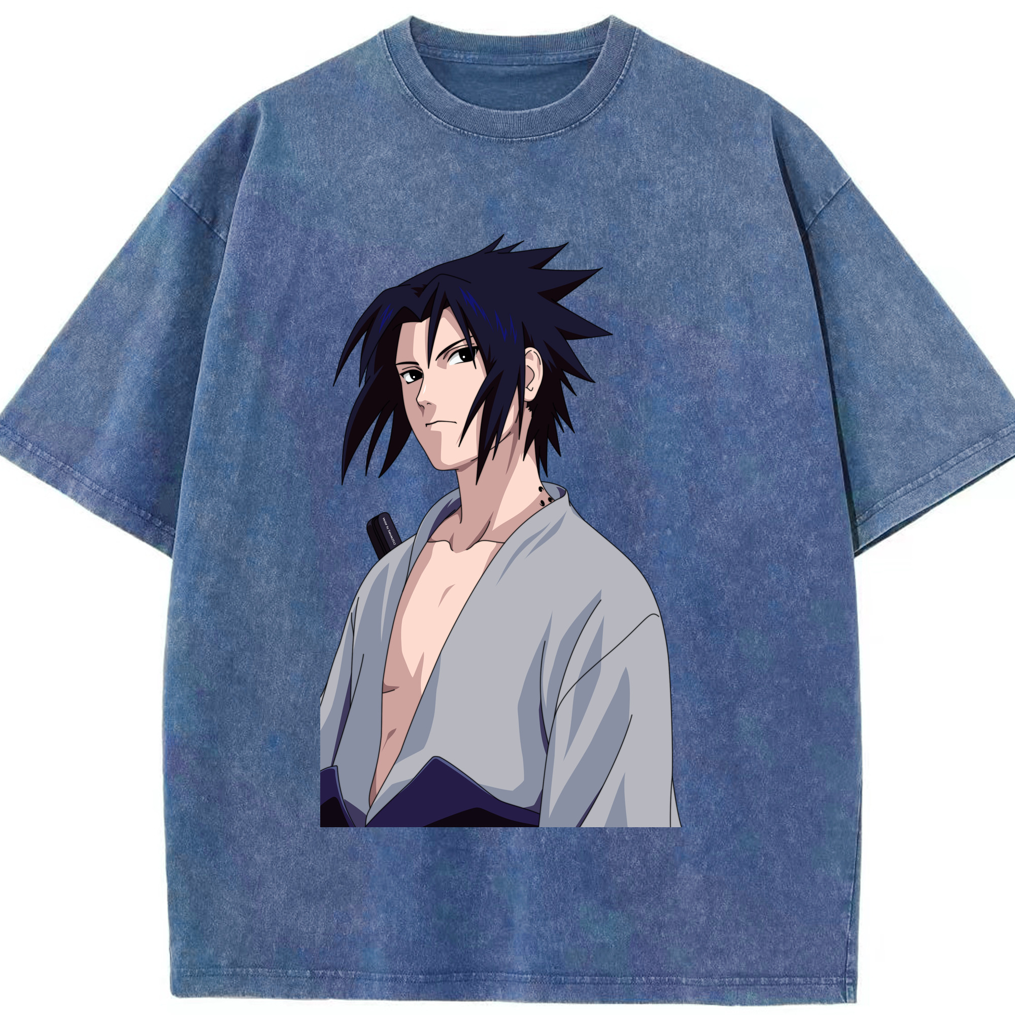 （画像用） NARUTO -ナルト- うちは サスケ Uchiha Sasuke 綿100% ヴィンテージ風 半袖Tシャツ（フロントプリント）