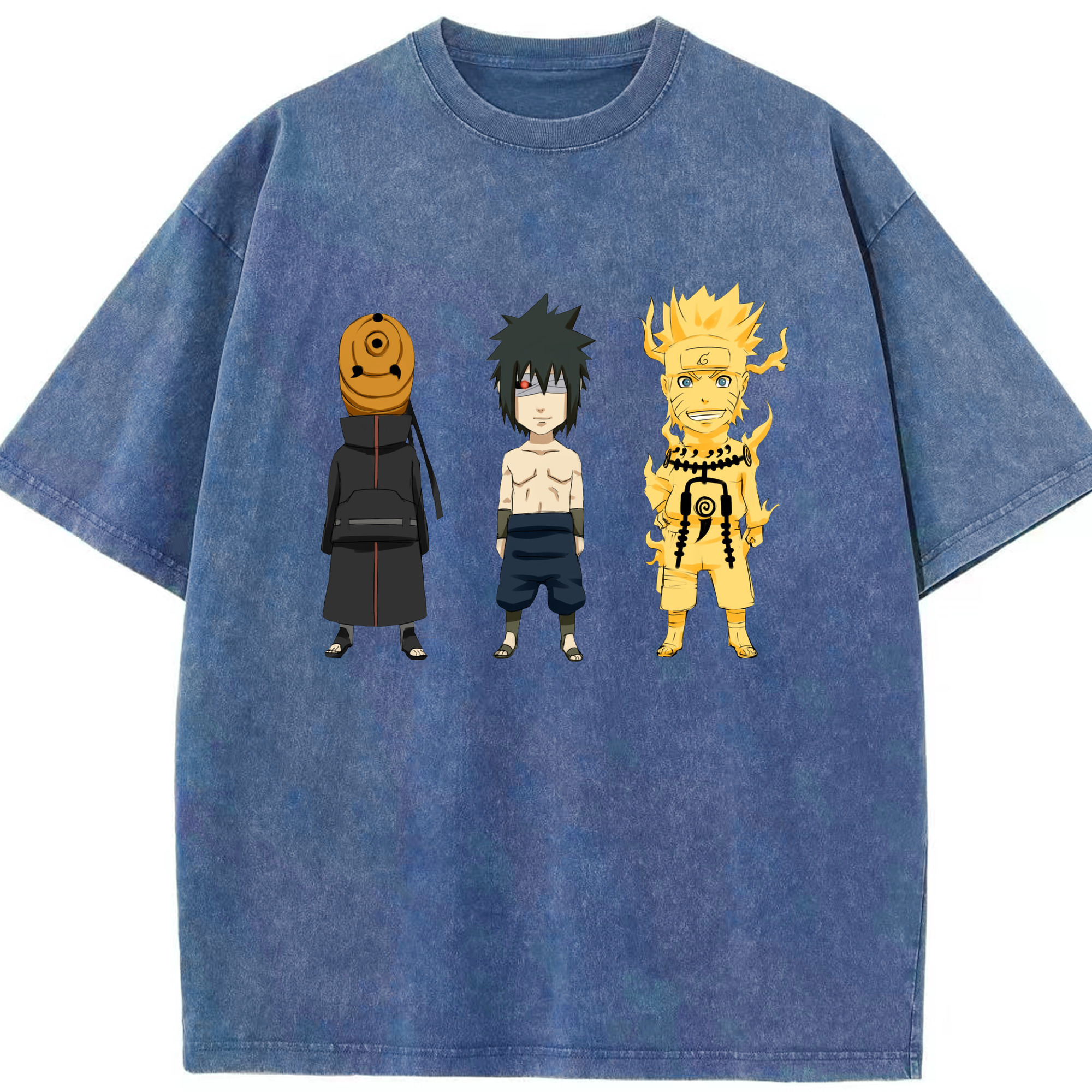 （画像用） NARUTO -ナルト- うちは サスケ Uchiha Sasuke 綿100% ヴィンテージ風 半袖Tシャツ（フロントプリント）
