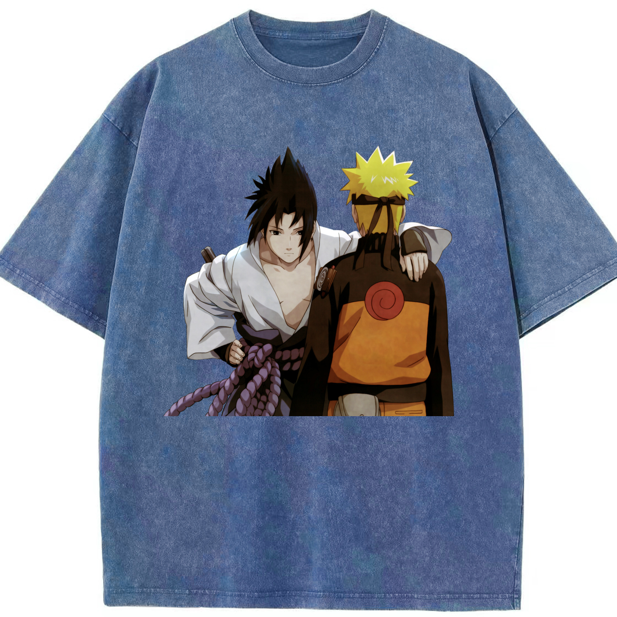 （画像用） NARUTO -ナルト- うちは サスケ Uchiha Sasuke 綿100% ヴィンテージ風 半袖Tシャツ（フロントプリント）