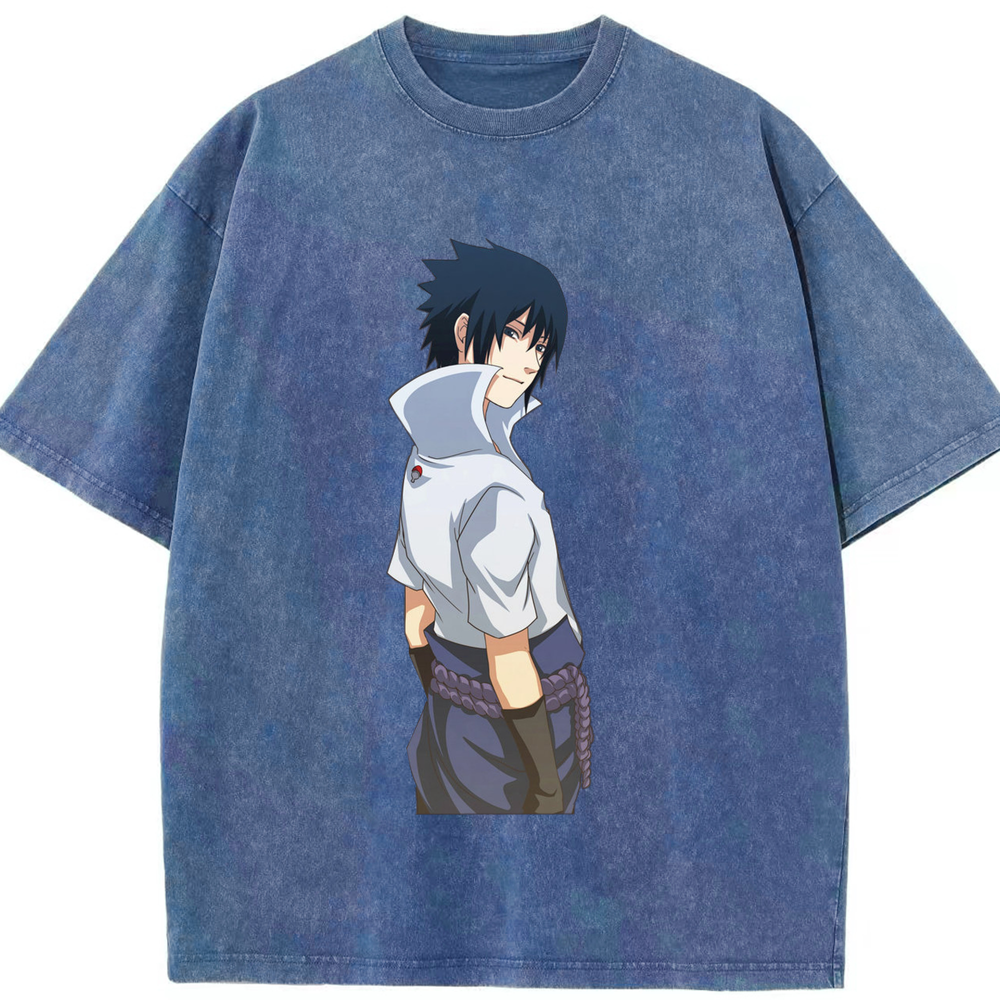 （画像用） NARUTO -ナルト- うちは サスケ Uchiha Sasuke 綿100% ヴィンテージ風 半袖Tシャツ（フロントプリント）