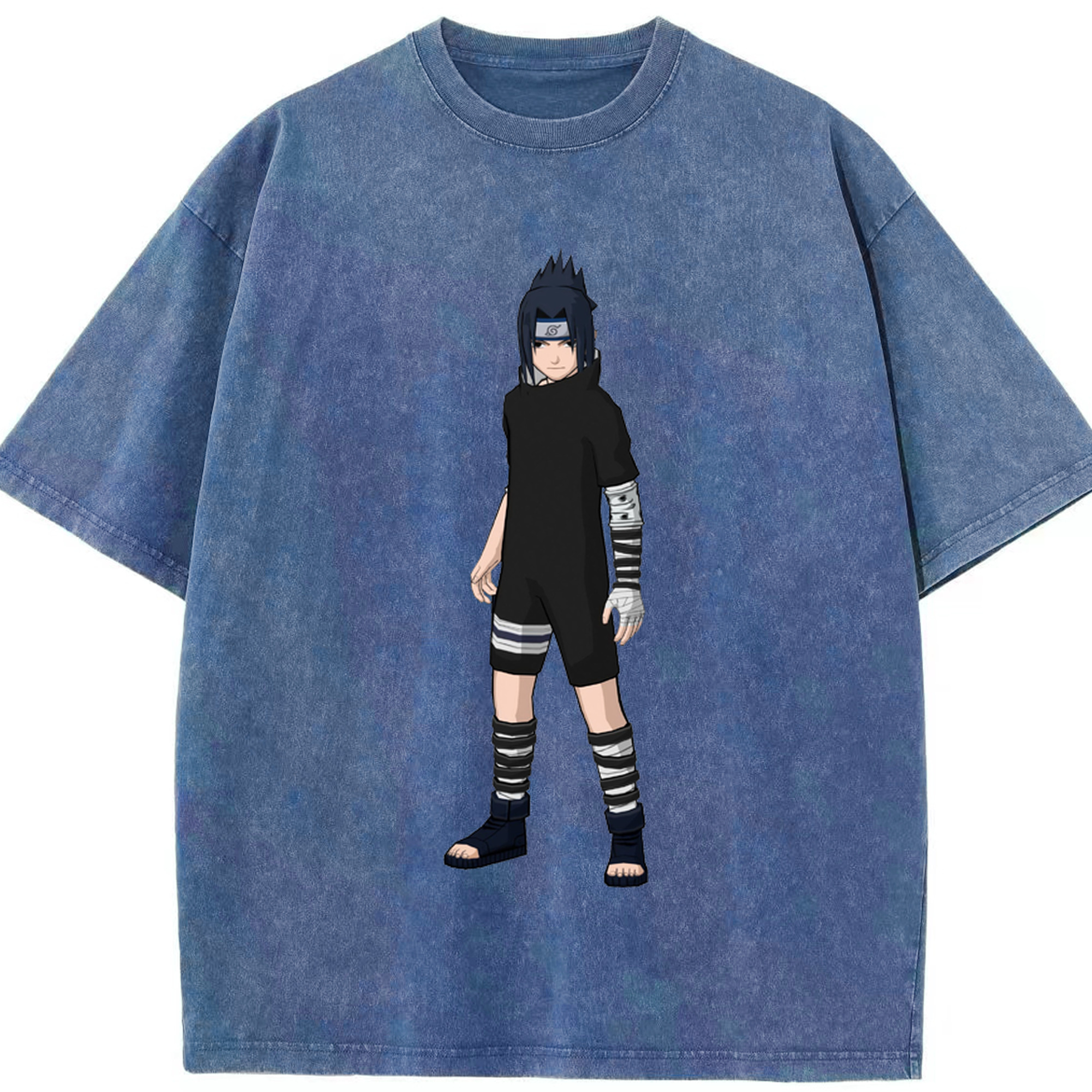 （画像用） NARUTO -ナルト- うちは サスケ Uchiha Sasuke 綿100% ヴィンテージ風 半袖Tシャツ（フロントプリント）
