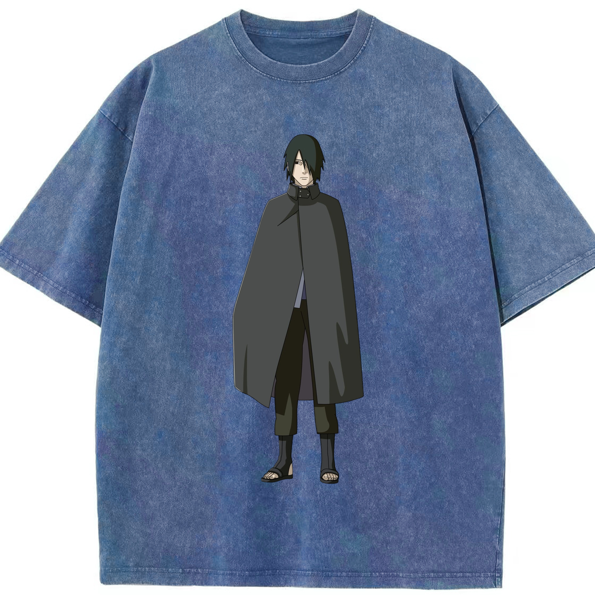 （画像用） NARUTO -ナルト- うちは サスケ Uchiha Sasuke 綿100% ヴィンテージ風 半袖Tシャツ（フロントプリント）