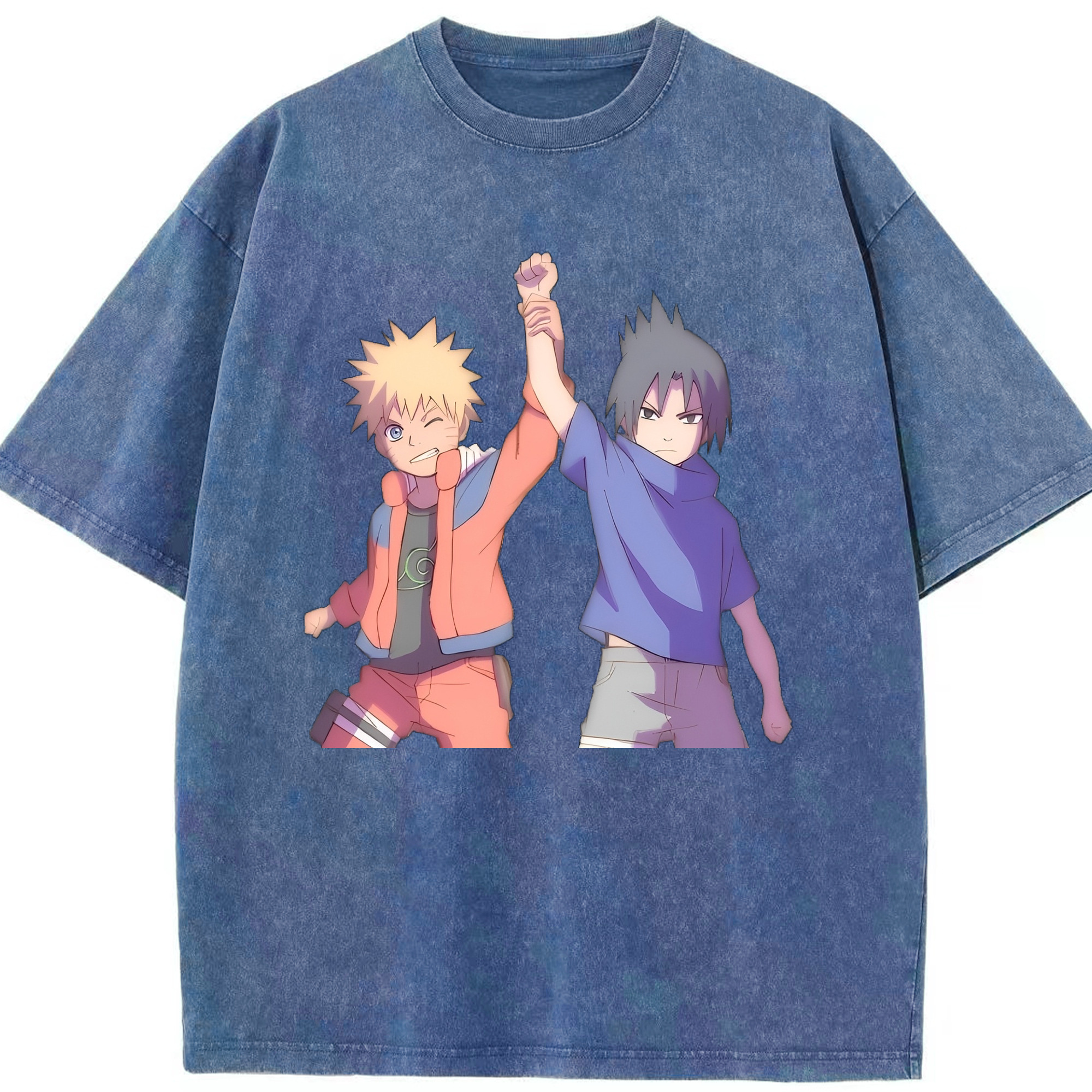 （画像用） NARUTO -ナルト- うちは サスケ Uchiha Sasuke 綿100% ヴィンテージ風 半袖Tシャツ（フロントプリント）