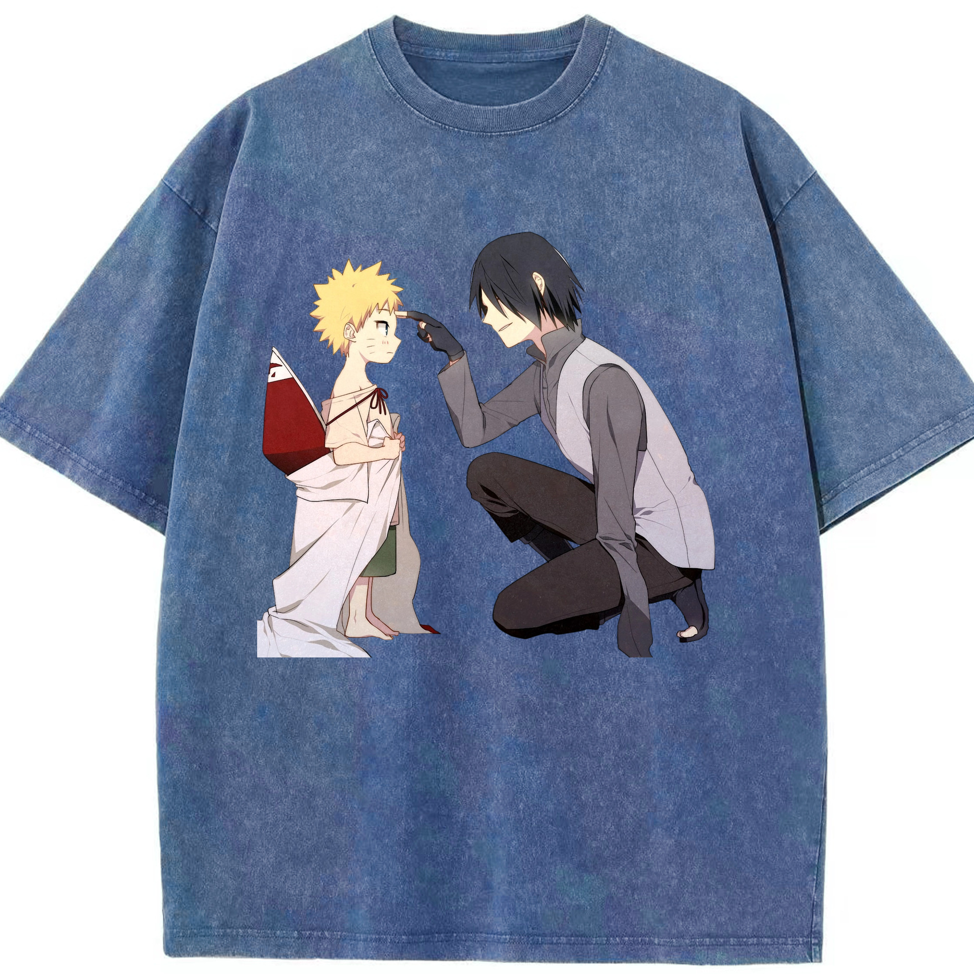 （画像用） NARUTO -ナルト- うちは サスケ Uchiha Sasuke 綿100% ヴィンテージ風 半袖Tシャツ（フロントプリント）