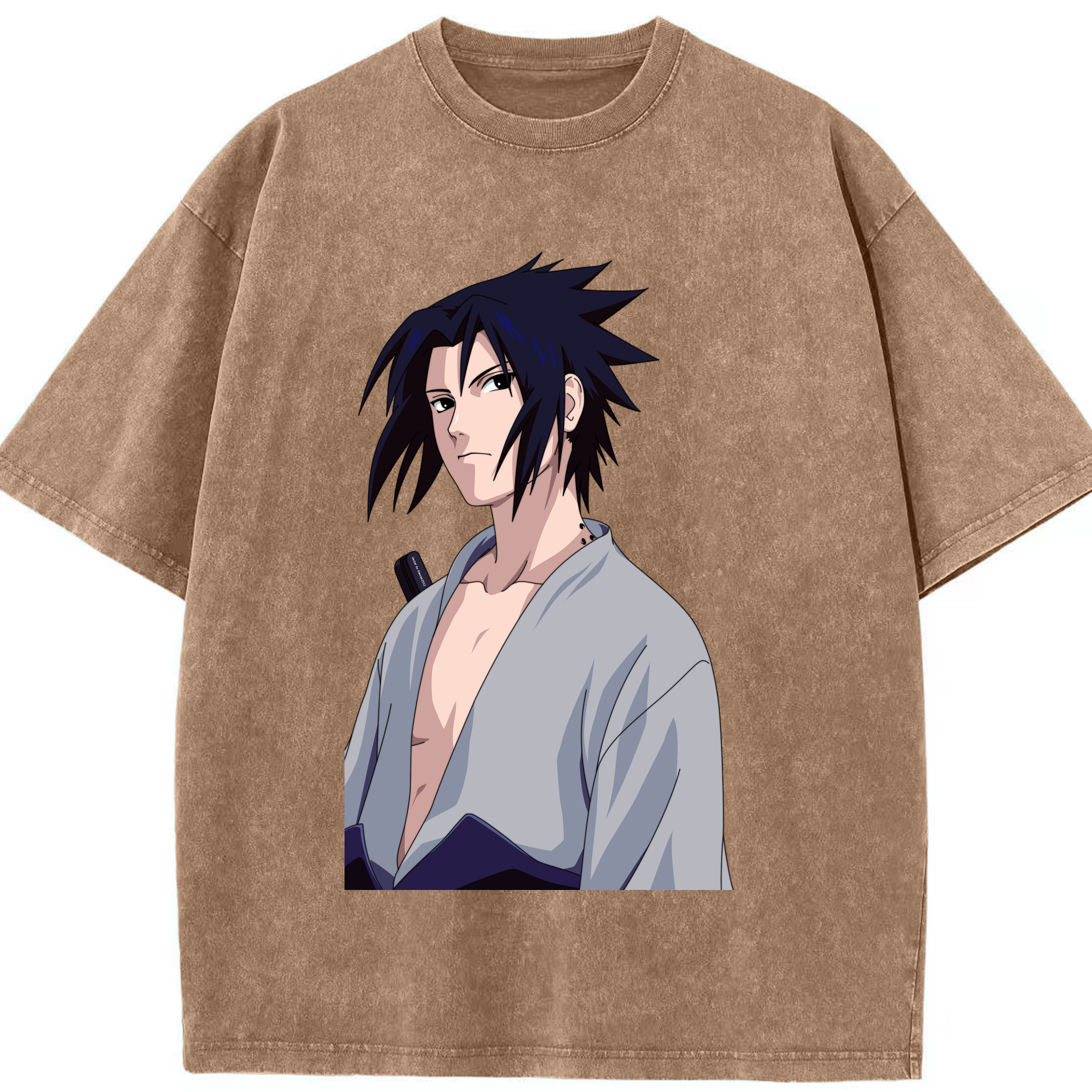 （画像用） NARUTO -ナルト- うちは サスケ Uchiha Sasuke 綿100% ヴィンテージ風 半袖Tシャツ（フロントプリント）