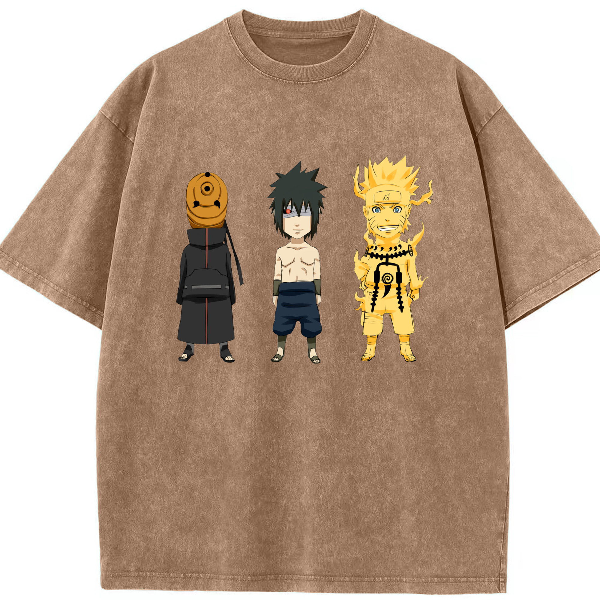 （画像用） NARUTO -ナルト- うちは サスケ Uchiha Sasuke 綿100% ヴィンテージ風 半袖Tシャツ（フロントプリント）