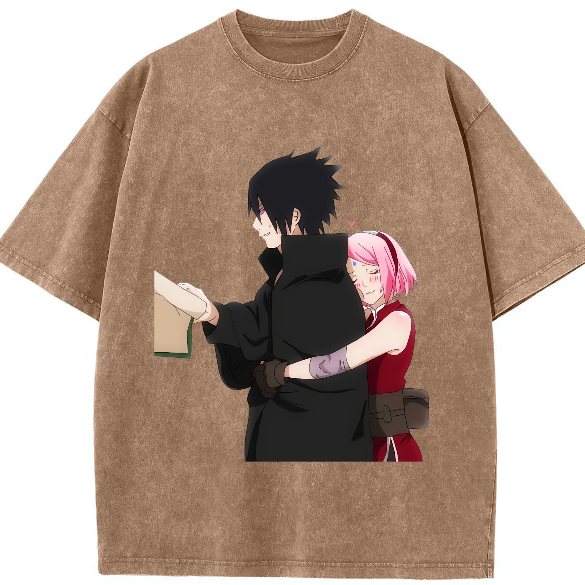 （画像用） NARUTO -ナルト- うちは サスケ Uchiha Sasuke 綿100% ヴィンテージ風 半袖Tシャツ（フロントプリント）
