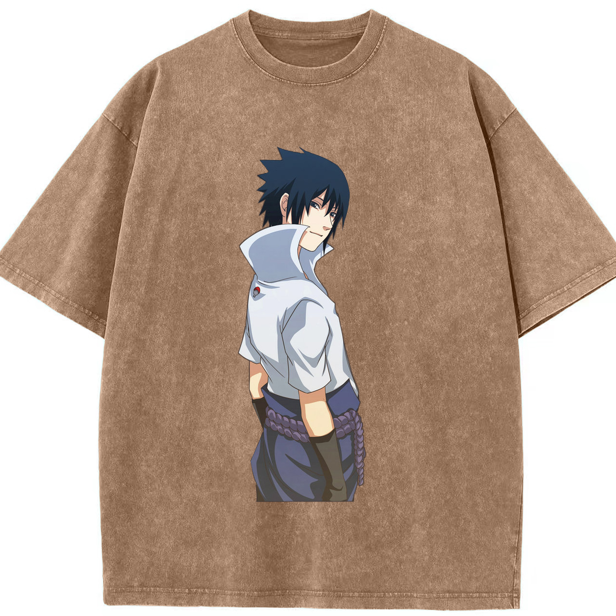 （画像用） NARUTO -ナルト- うちは サスケ Uchiha Sasuke 綿100% ヴィンテージ風 半袖Tシャツ（フロントプリント）