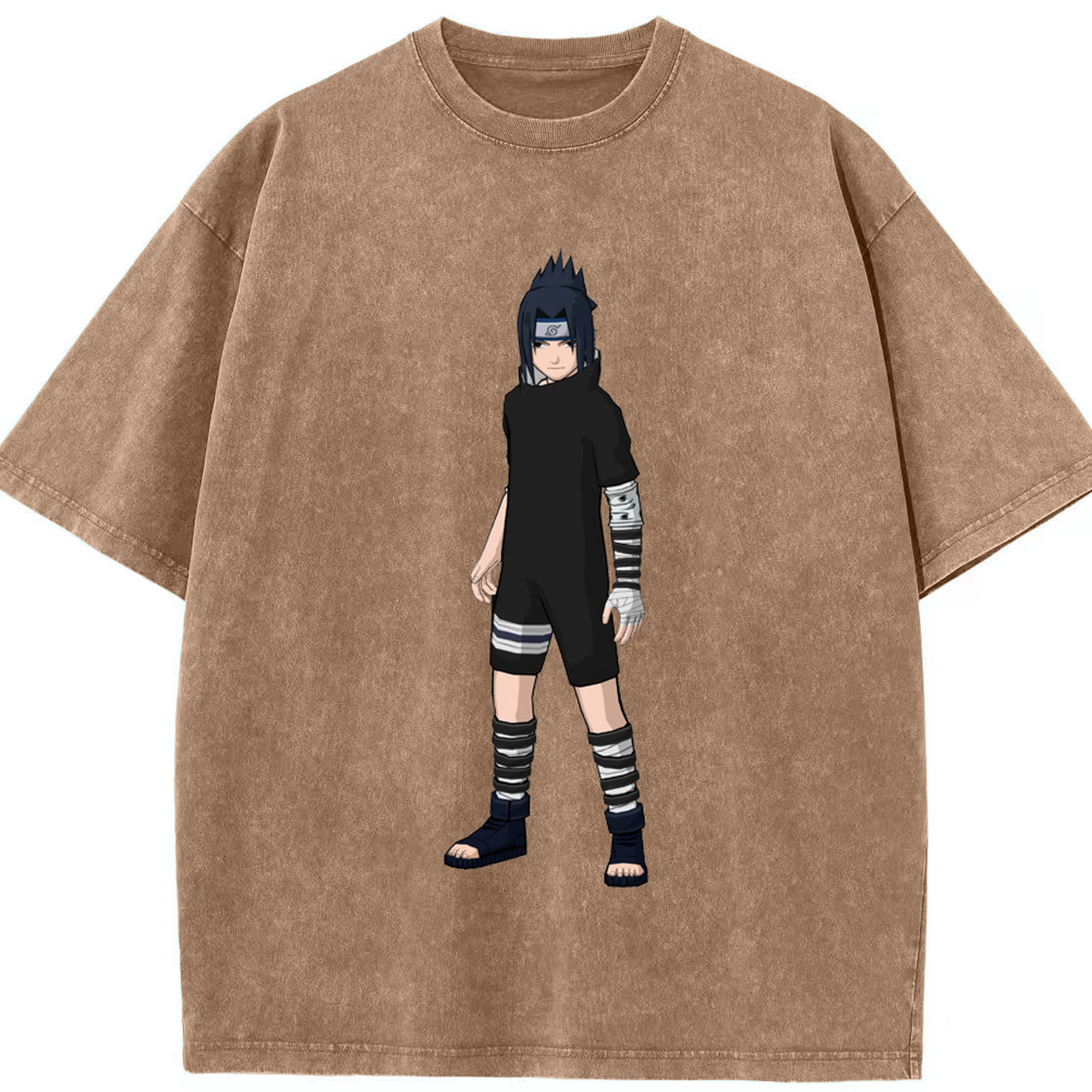 （画像用） NARUTO -ナルト- うちは サスケ Uchiha Sasuke 綿100% ヴィンテージ風 半袖Tシャツ（フロントプリント）