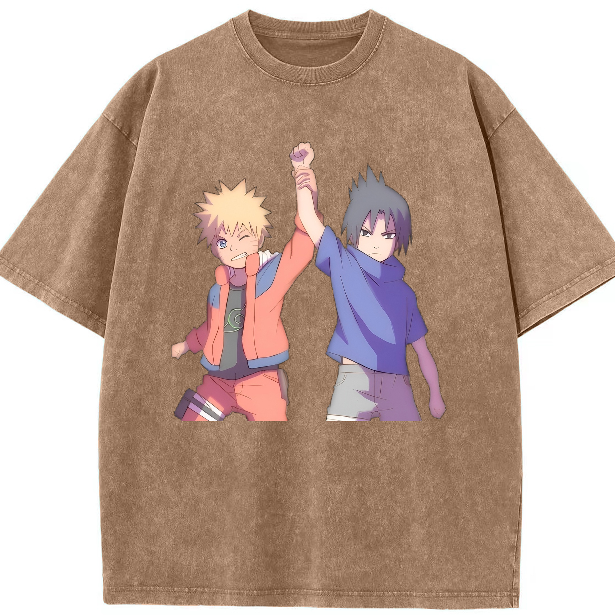 （画像用） NARUTO -ナルト- うちは サスケ Uchiha Sasuke 綿100% ヴィンテージ風 半袖Tシャツ（フロントプリント）