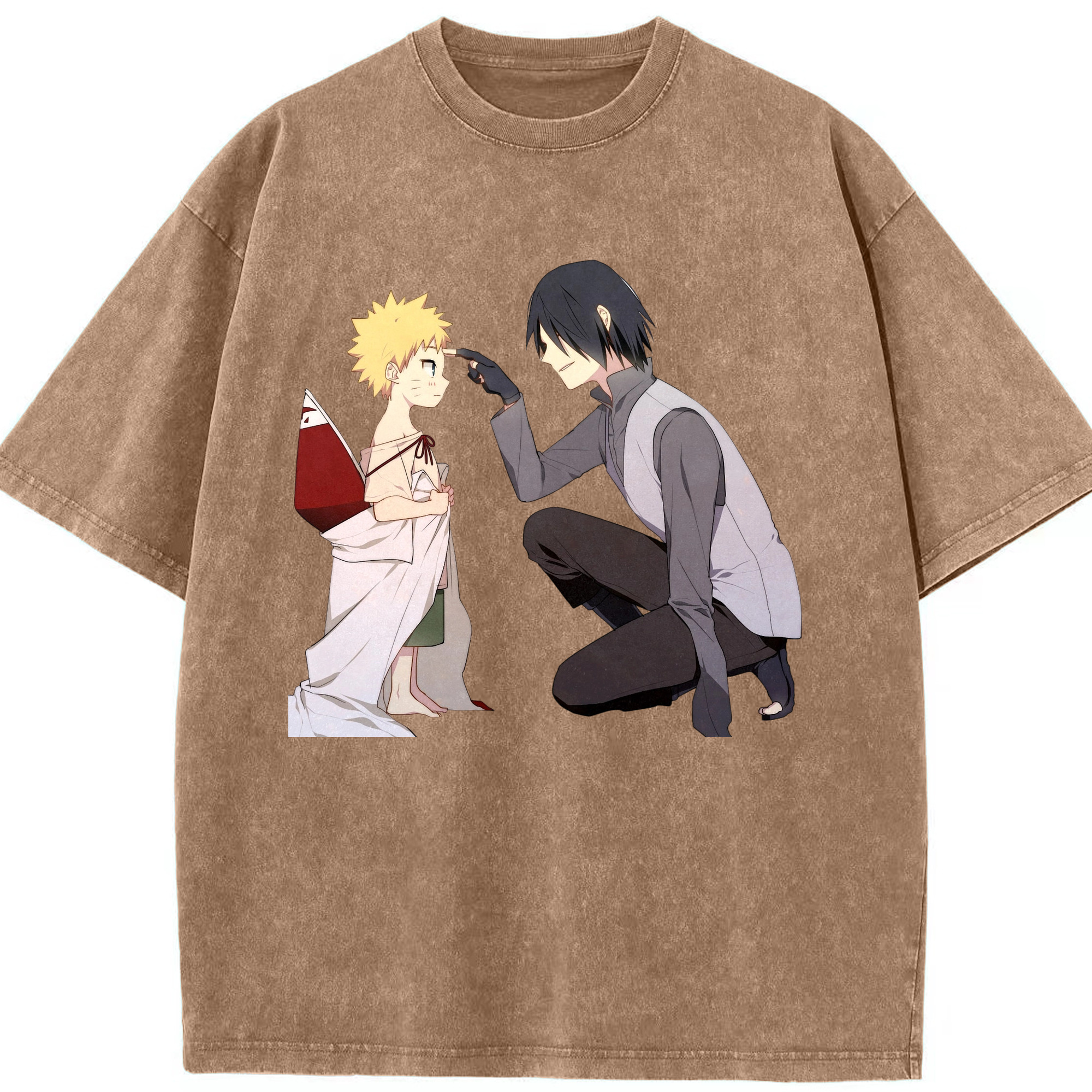 （画像用） NARUTO -ナルト- うちは サスケ Uchiha Sasuke 綿100% ヴィンテージ風 半袖Tシャツ（フロントプリント）