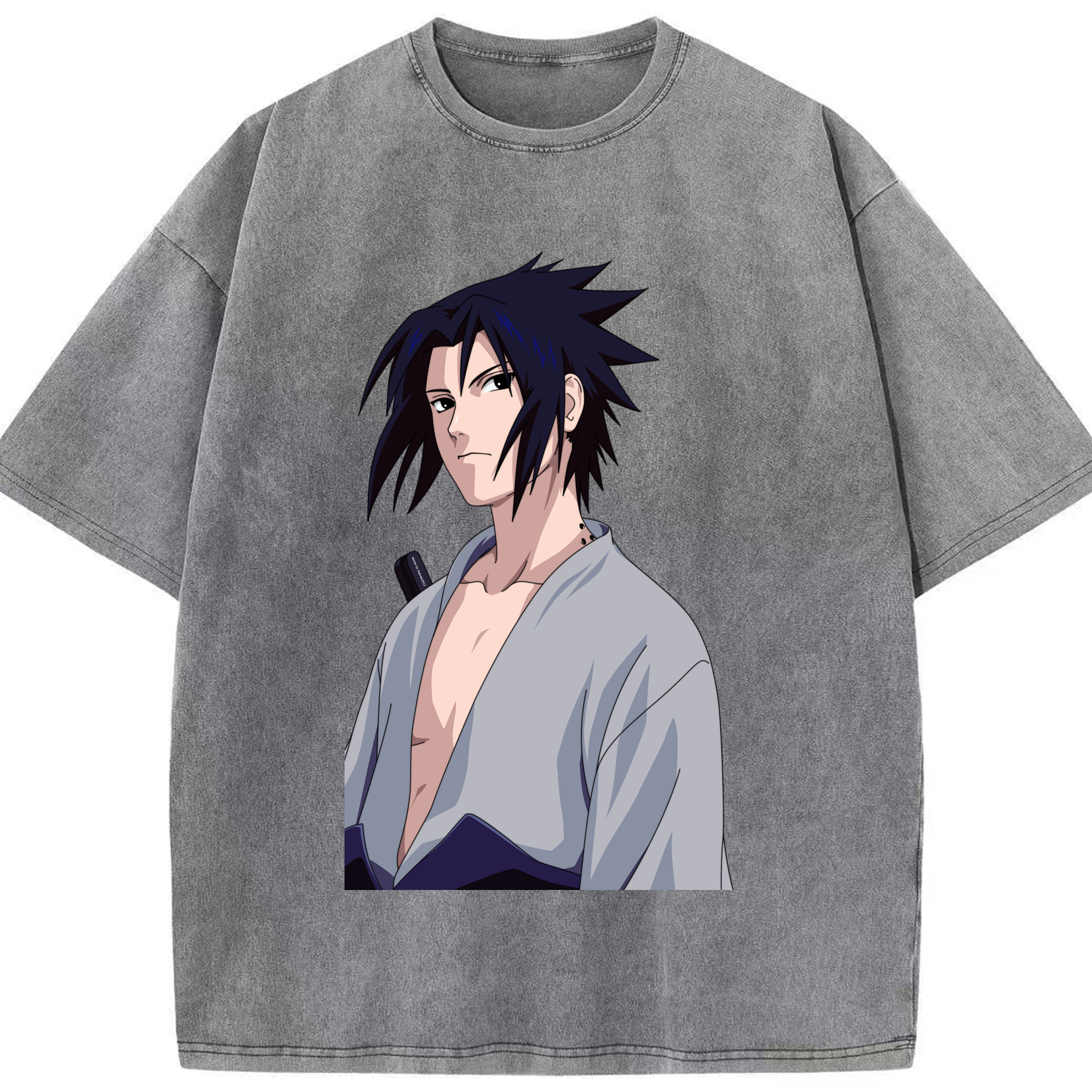 （画像用） NARUTO -ナルト- うちは サスケ Uchiha Sasuke 綿100% ヴィンテージ風 半袖Tシャツ（フロントプリント）
