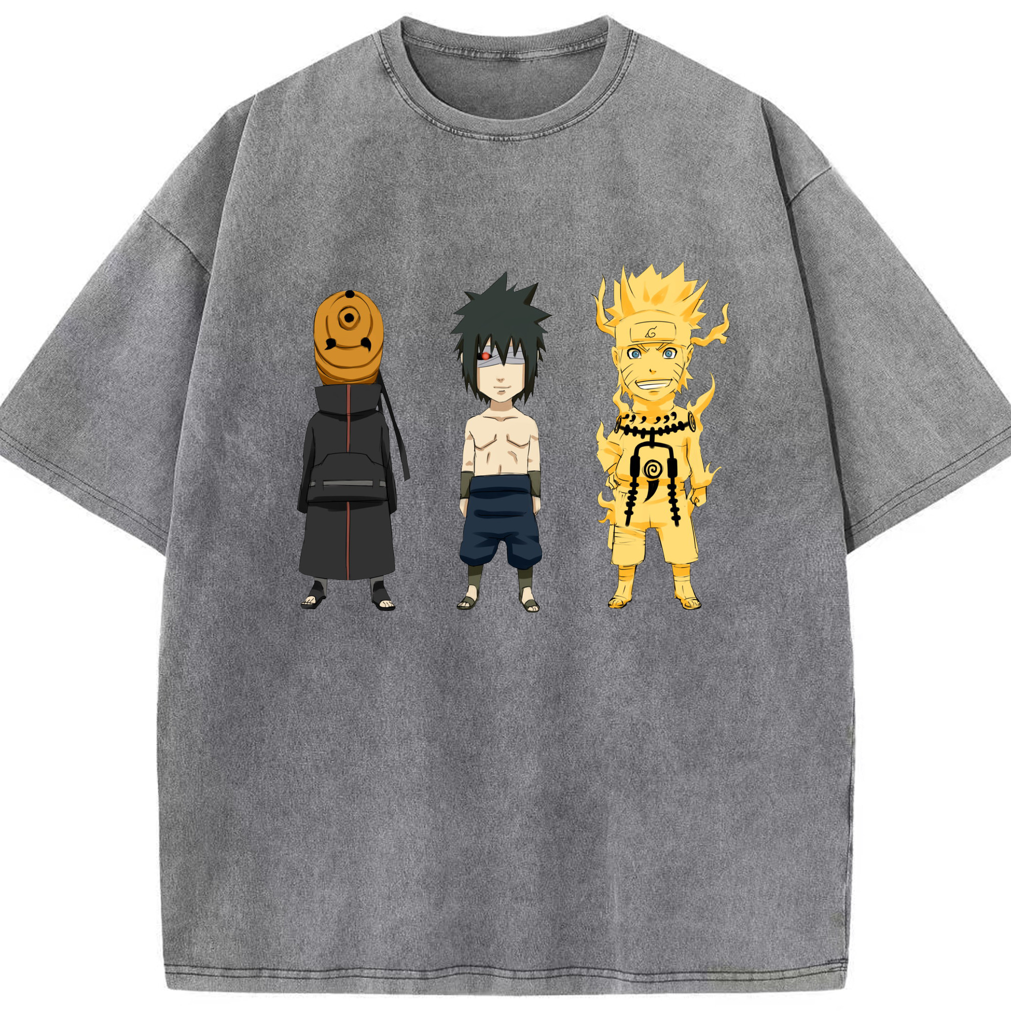 （画像用） NARUTO -ナルト- うちは サスケ Uchiha Sasuke 綿100% ヴィンテージ風 半袖Tシャツ（フロントプリント）