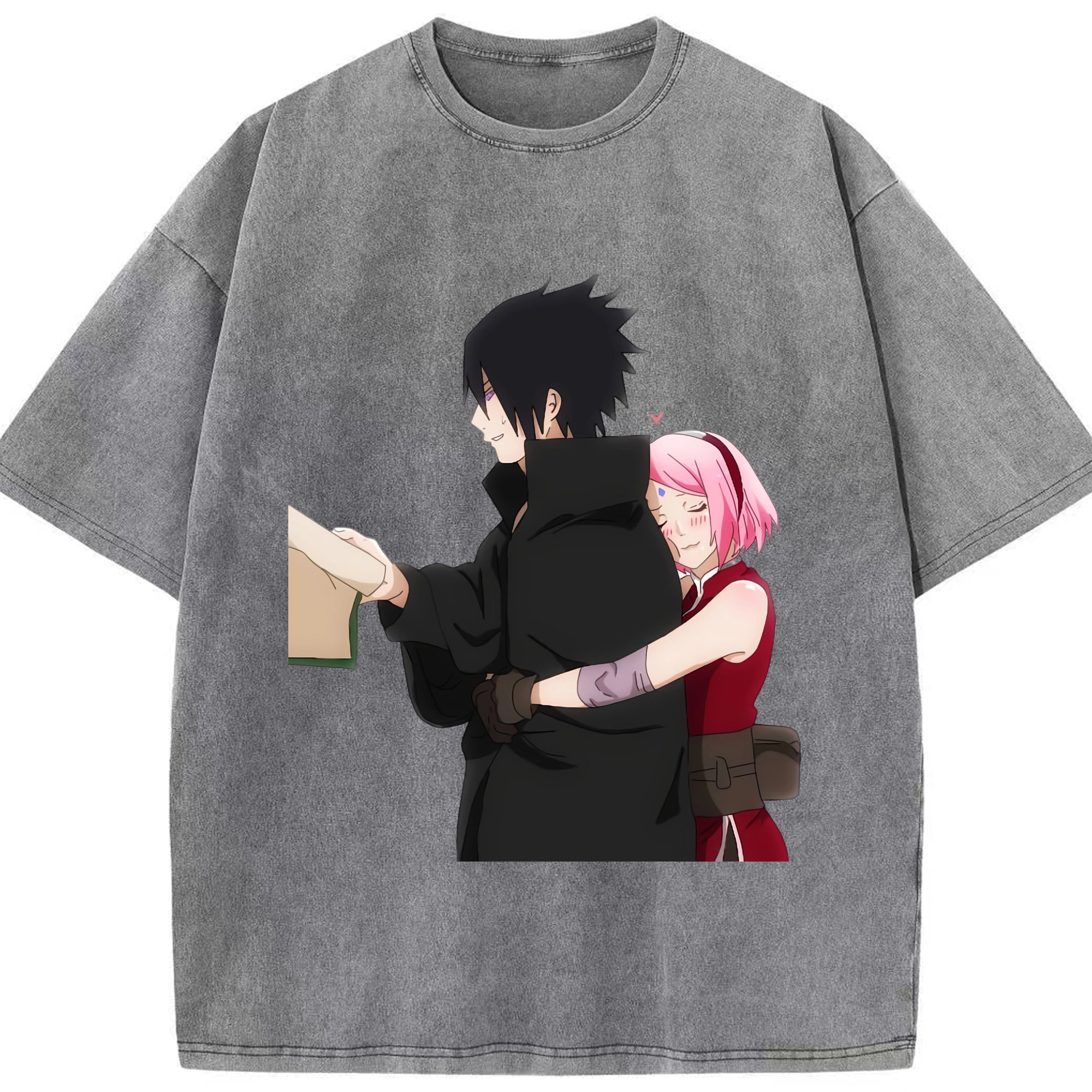 （画像用） NARUTO -ナルト- うちは サスケ Uchiha Sasuke 綿100% ヴィンテージ風 半袖Tシャツ（フロントプリント）