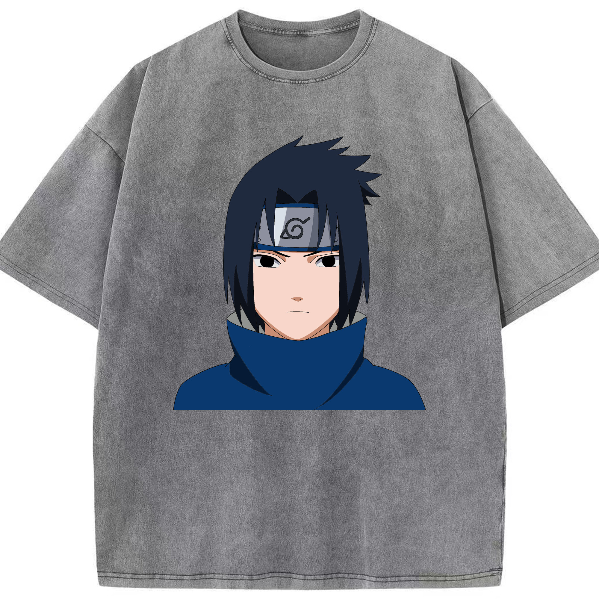 （画像用） NARUTO -ナルト- うちは サスケ Uchiha Sasuke 綿100% ヴィンテージ風 半袖Tシャツ（フロントプリント）