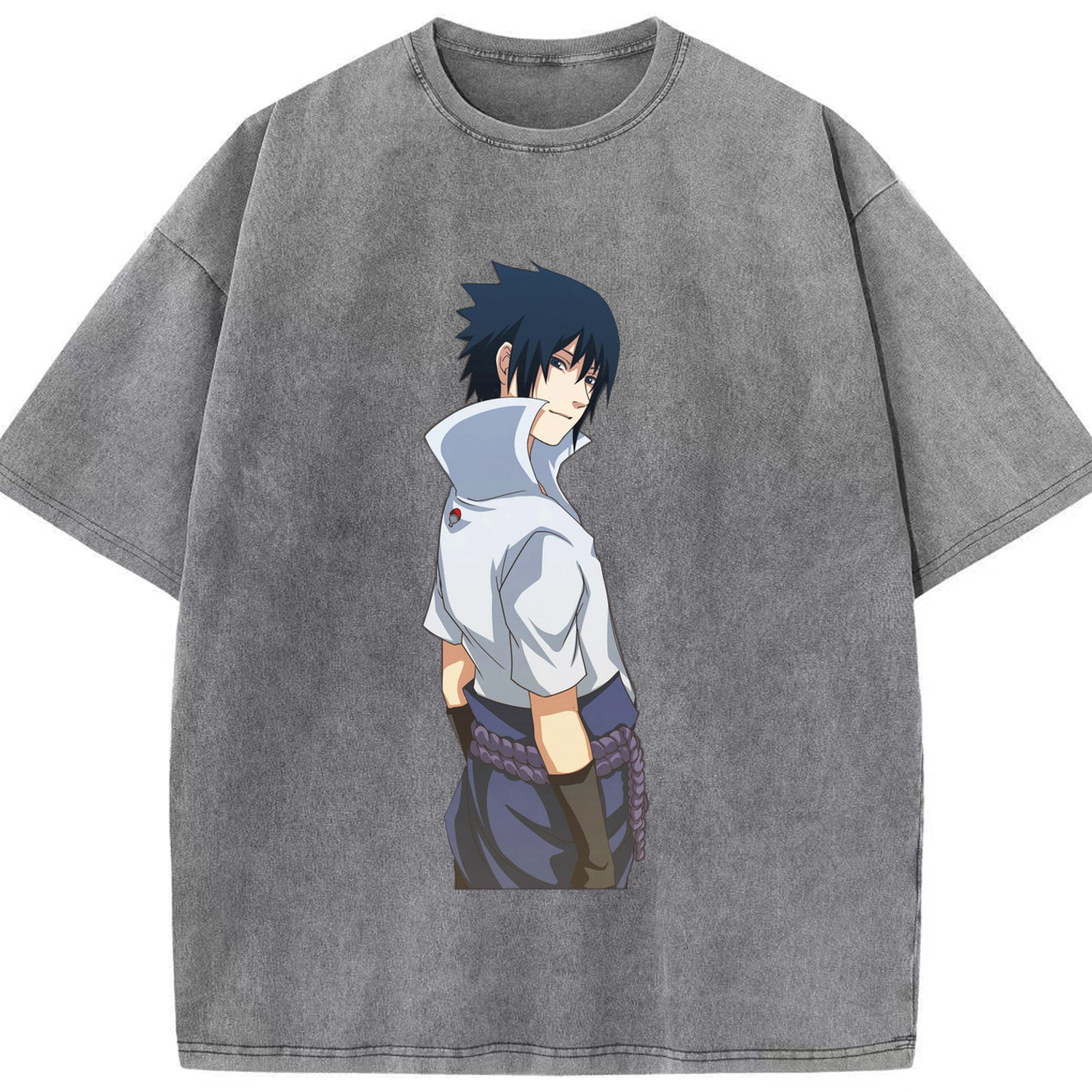 （画像用） NARUTO -ナルト- うちは サスケ Uchiha Sasuke 綿100% ヴィンテージ風 半袖Tシャツ（フロントプリント）